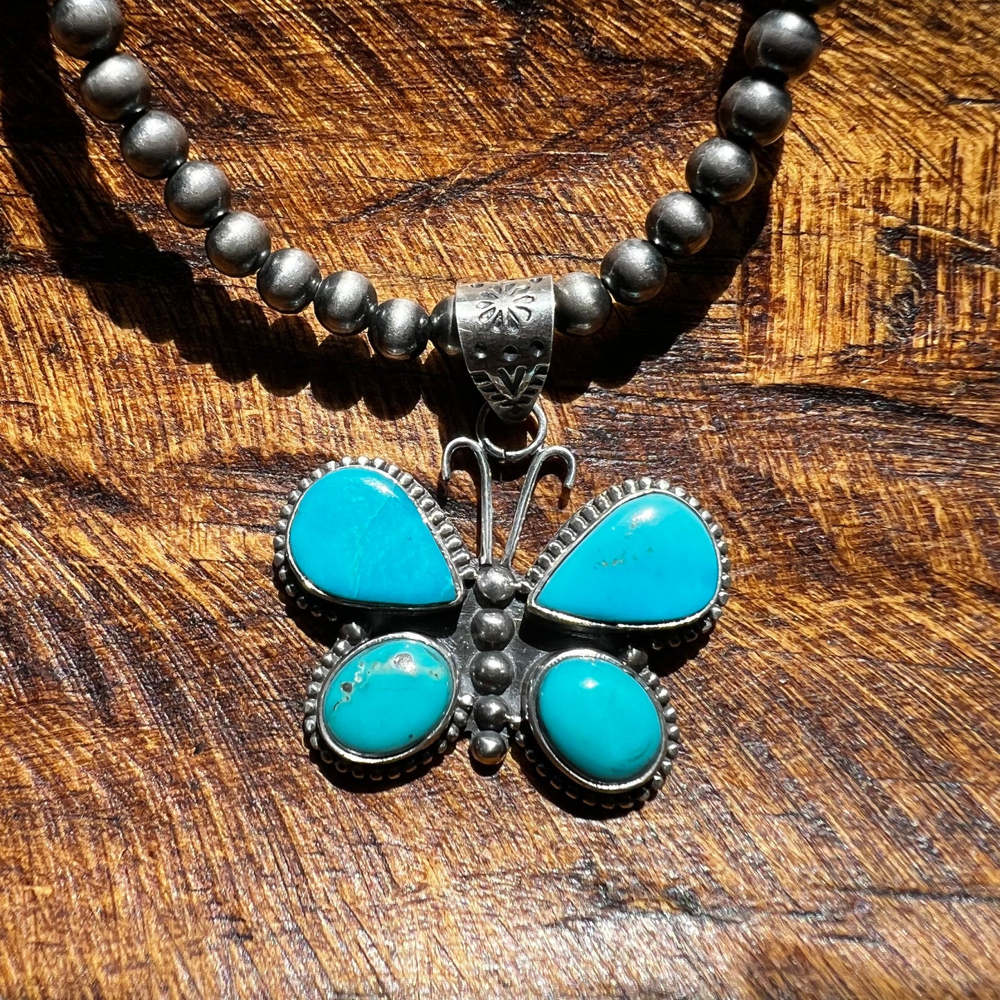 Sterling Silver Kingman Turquoise Butterfly Pendant