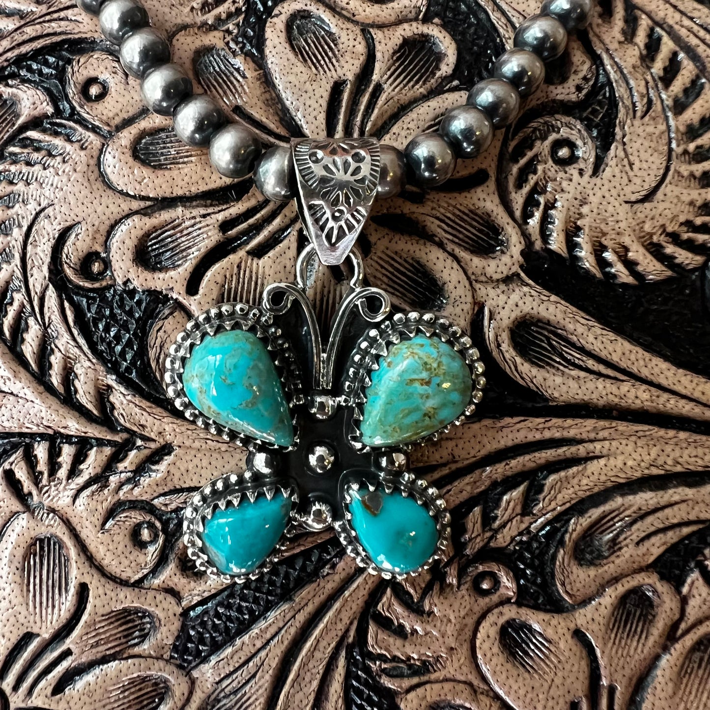 Kingman Turquoise Butterfly Pendant | Sterling Silver Southwestern