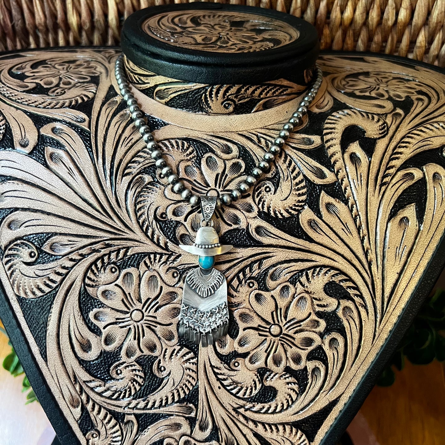 Cowboy Poncho Pendant in Sterling Silver & Kingman Turquoise