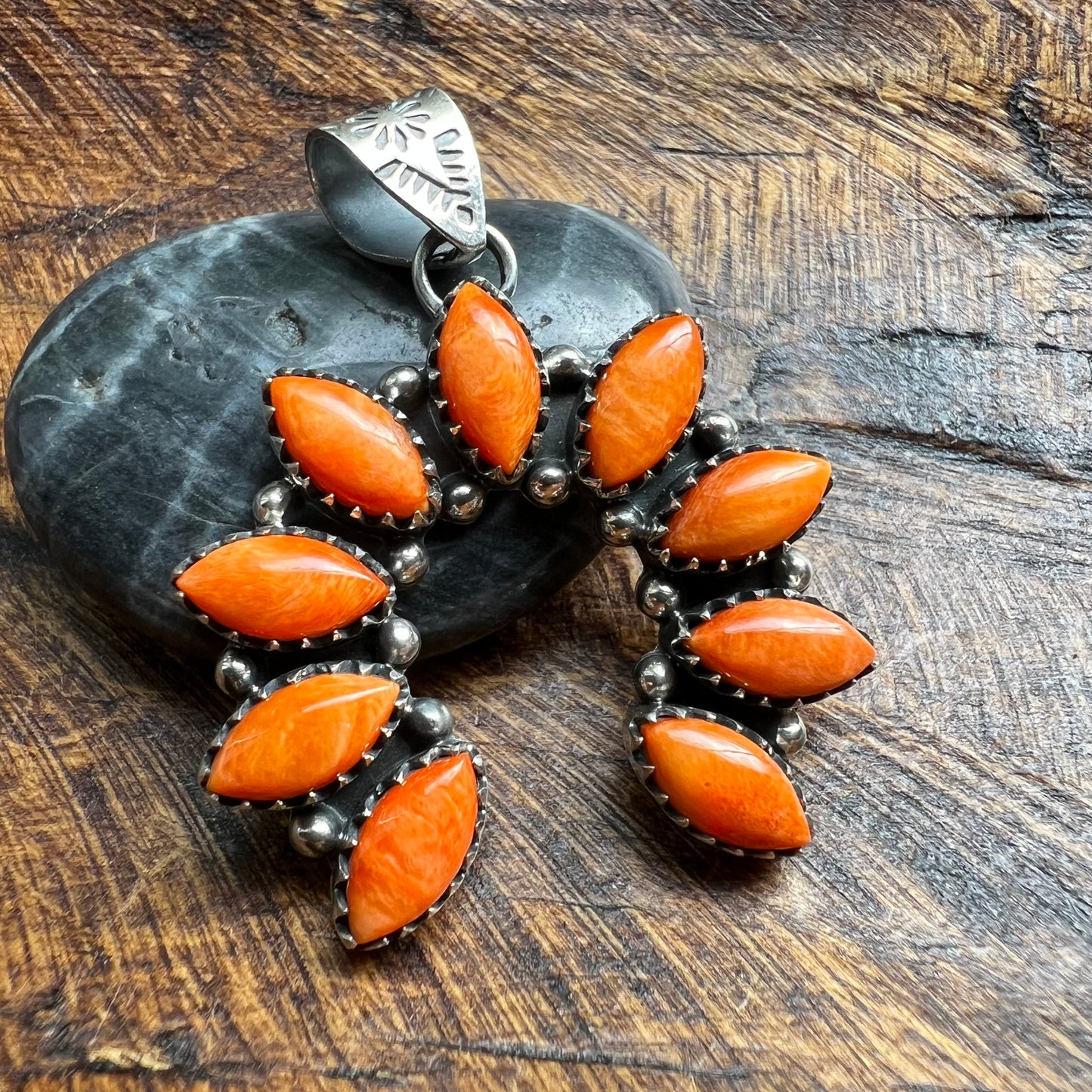 Sterling Silver & Spiny Oyster Naja Pendant