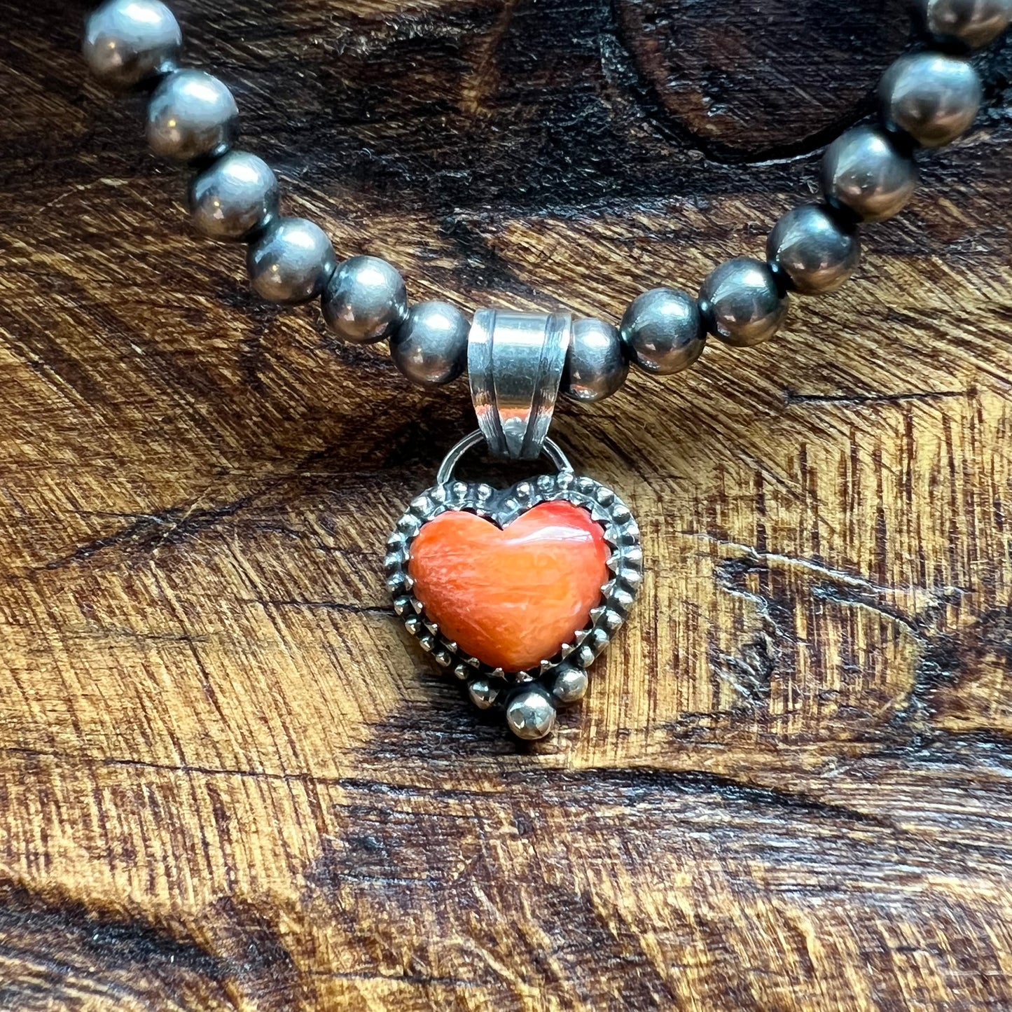 Sterling Silver Spiny Oyster Heart Pendant