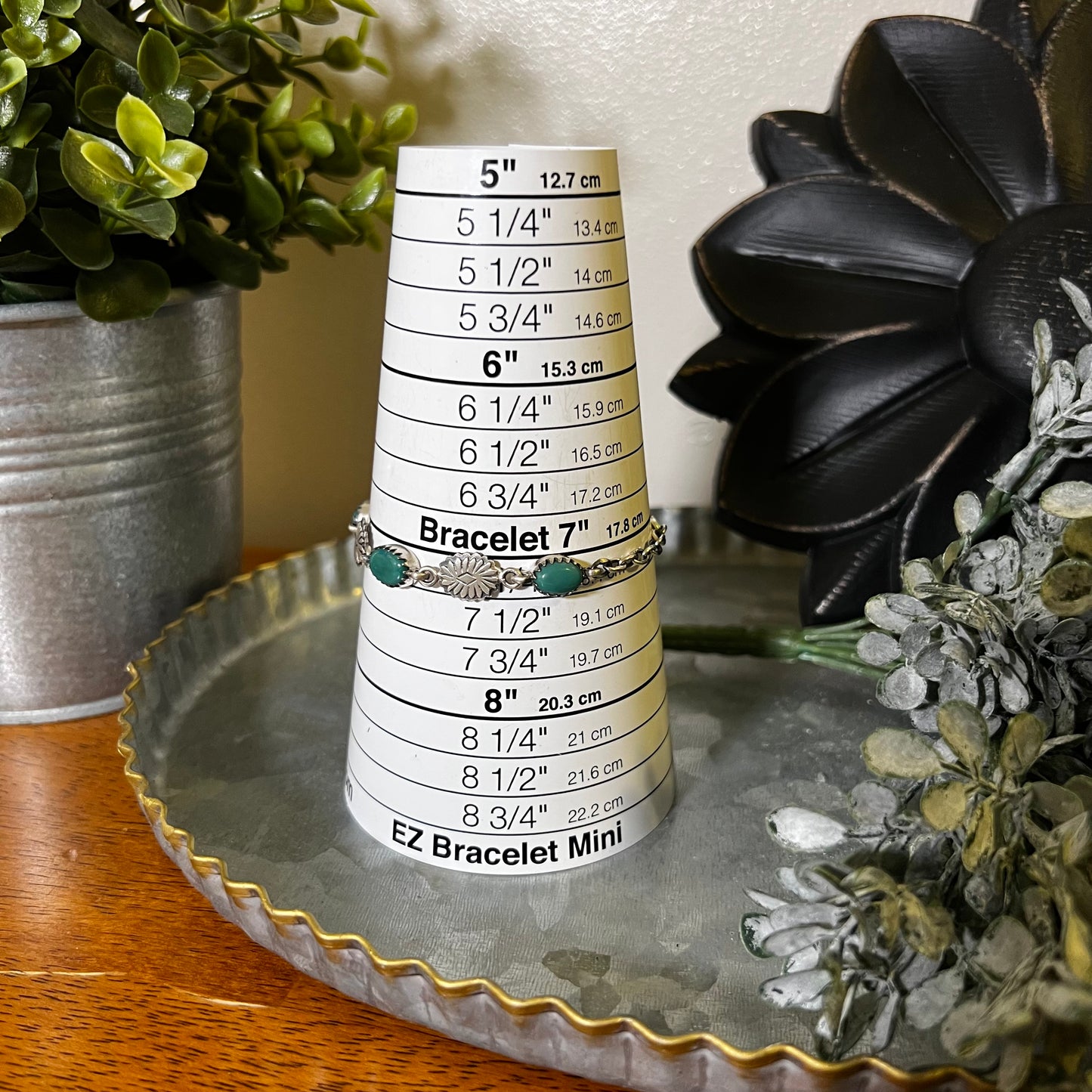 Kingman Turquoise Concho Link Bracelet Sterling Silver Size 7.25