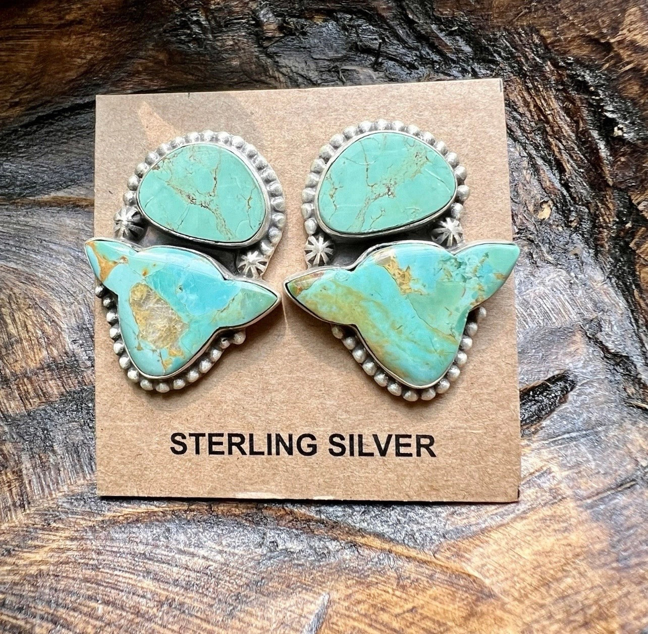 925 Sterling Silver Turquoise Cow Head Earrings Large Western Statement