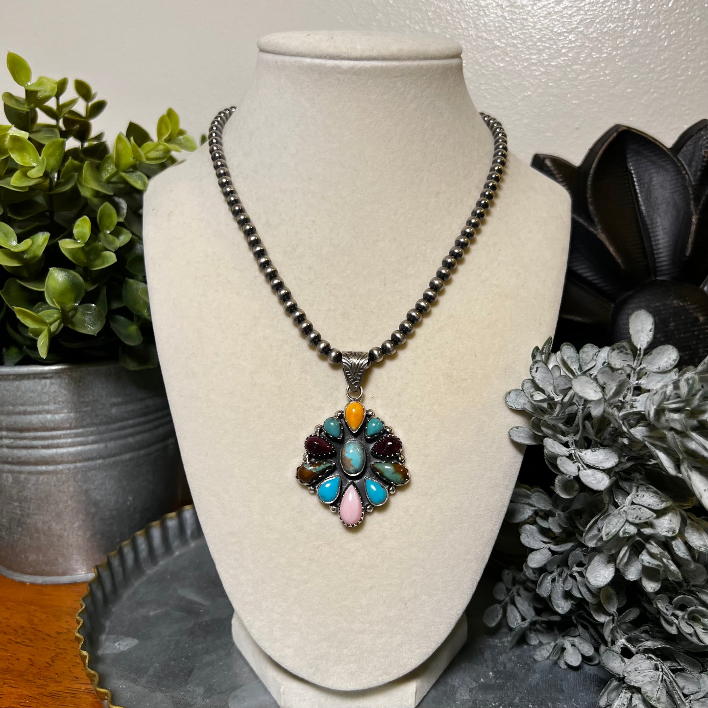 Sterling Silver | Multi Stone Statement Cluster Pendant