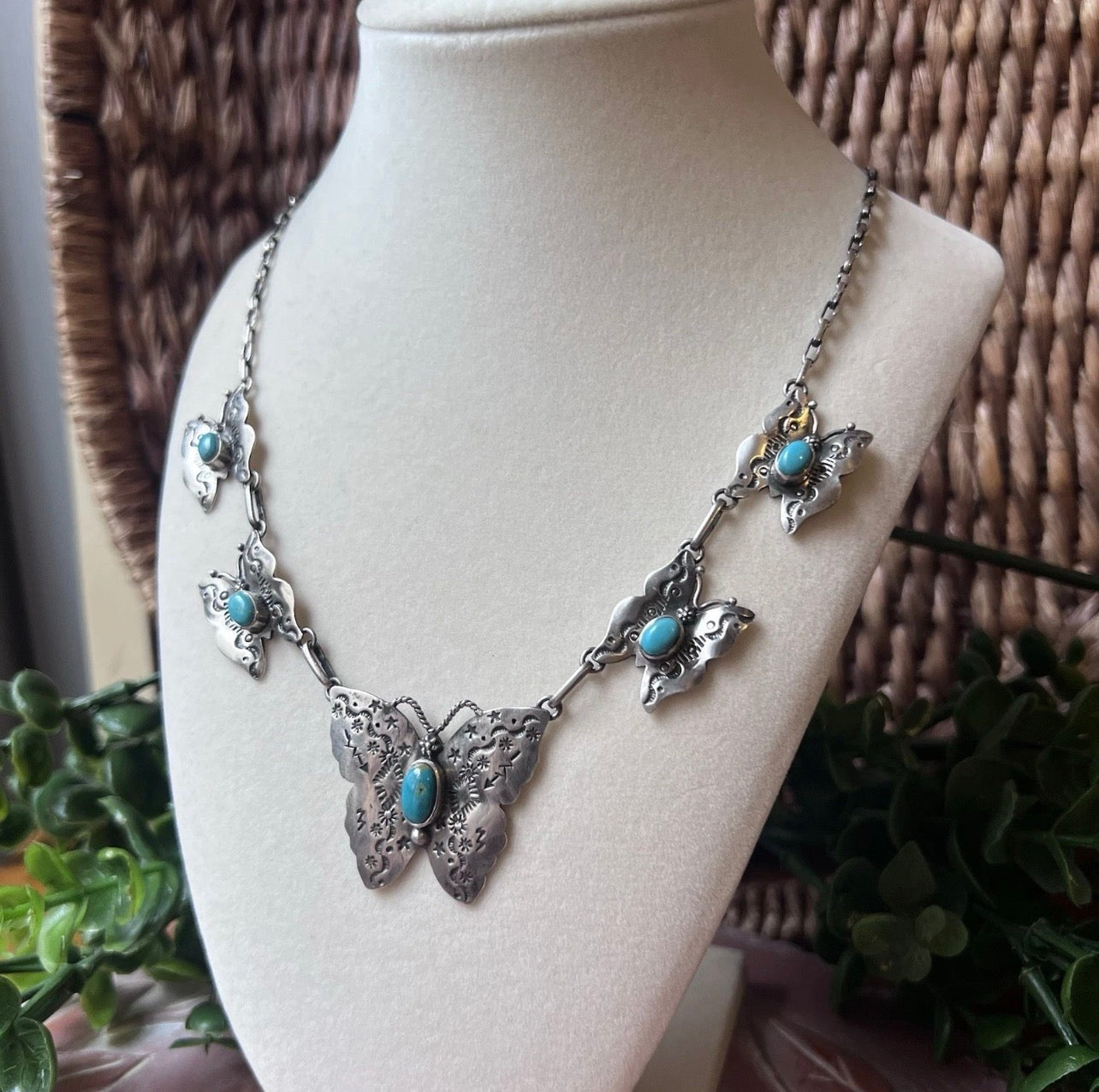 Kingman Turquoise Butterfly Station Necklace
