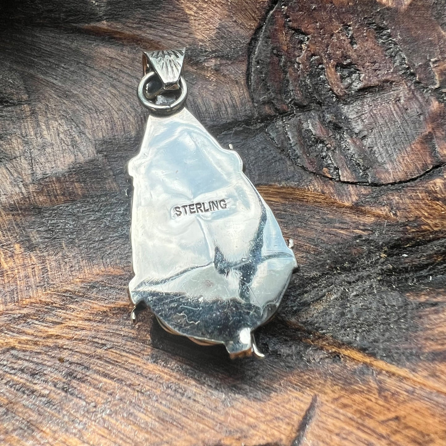 Sterling Queen Conch Barbed Wire Teardrop Pendant