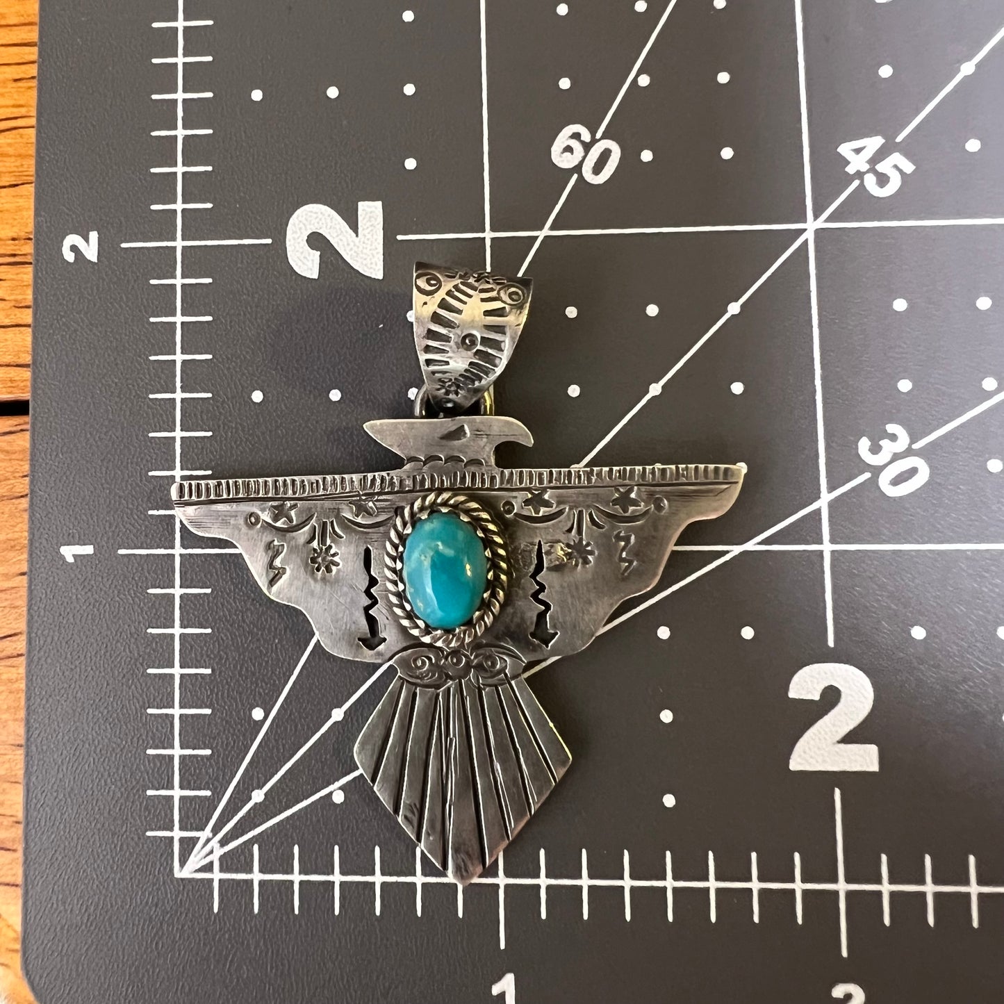 Kingman Turquoise Thunderbird Pendant