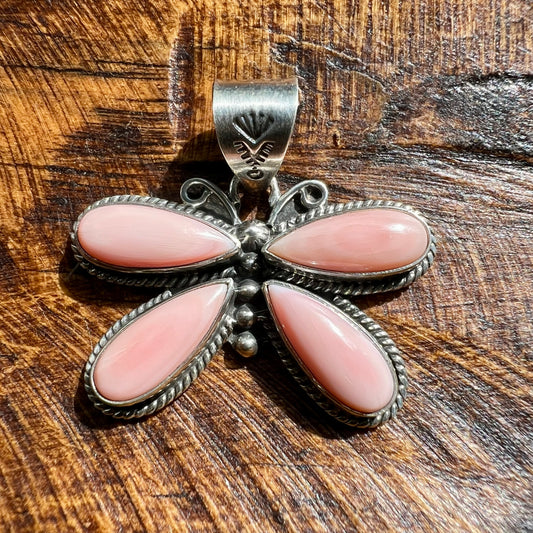 Pink Conch Butterfly Pendant
