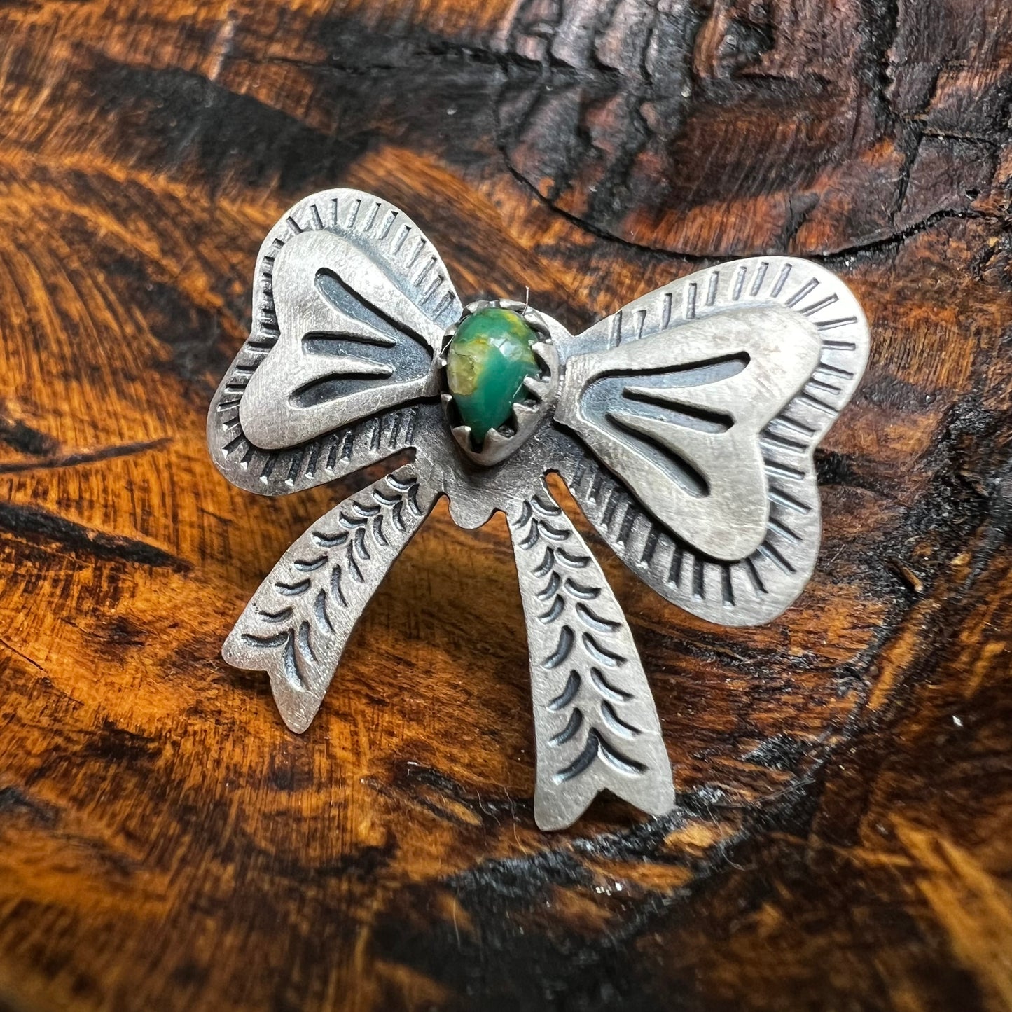 Sterling Silver Kingman Turquoise Bow Ring – Adjustable Size 10