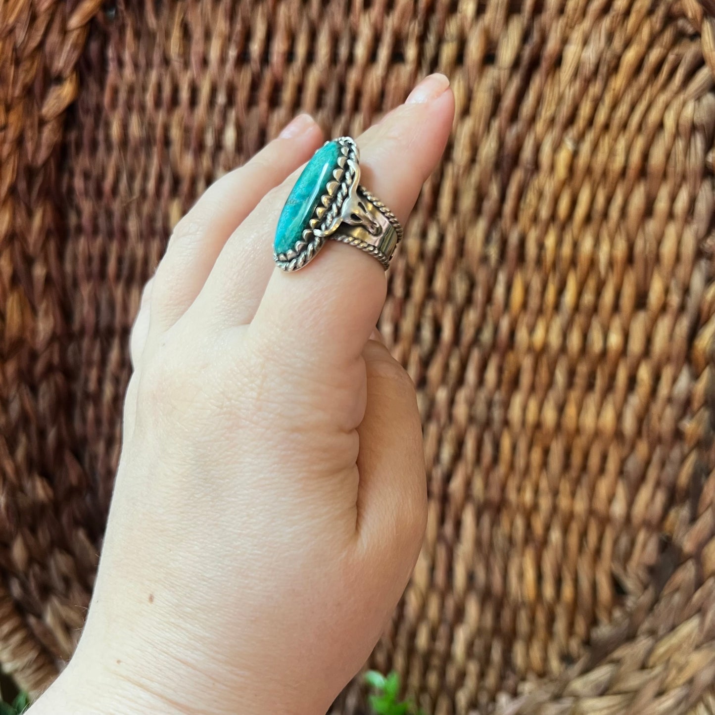 Kingman Turquoise Statement Ring – Wide Band Sterling Silver