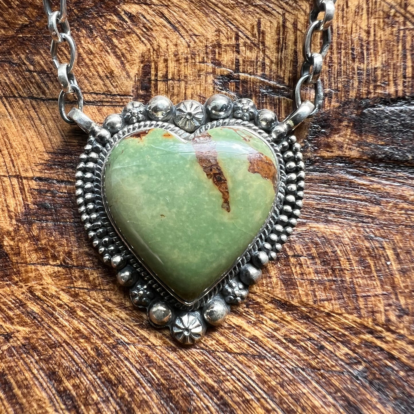 Sterling Silver Kingman Turquoise Heart Necklace