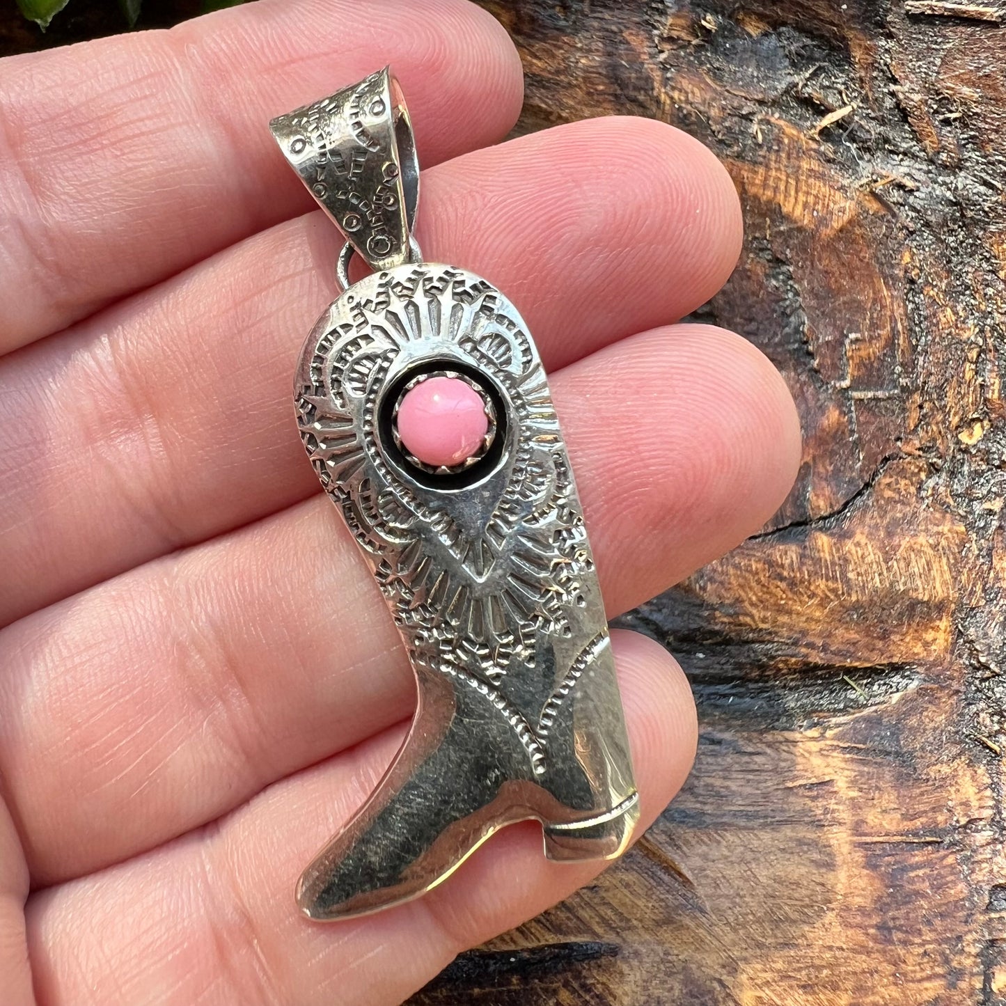 Queen Conch Cowboy Boot Pendant | Handcrafted Sterling Silver