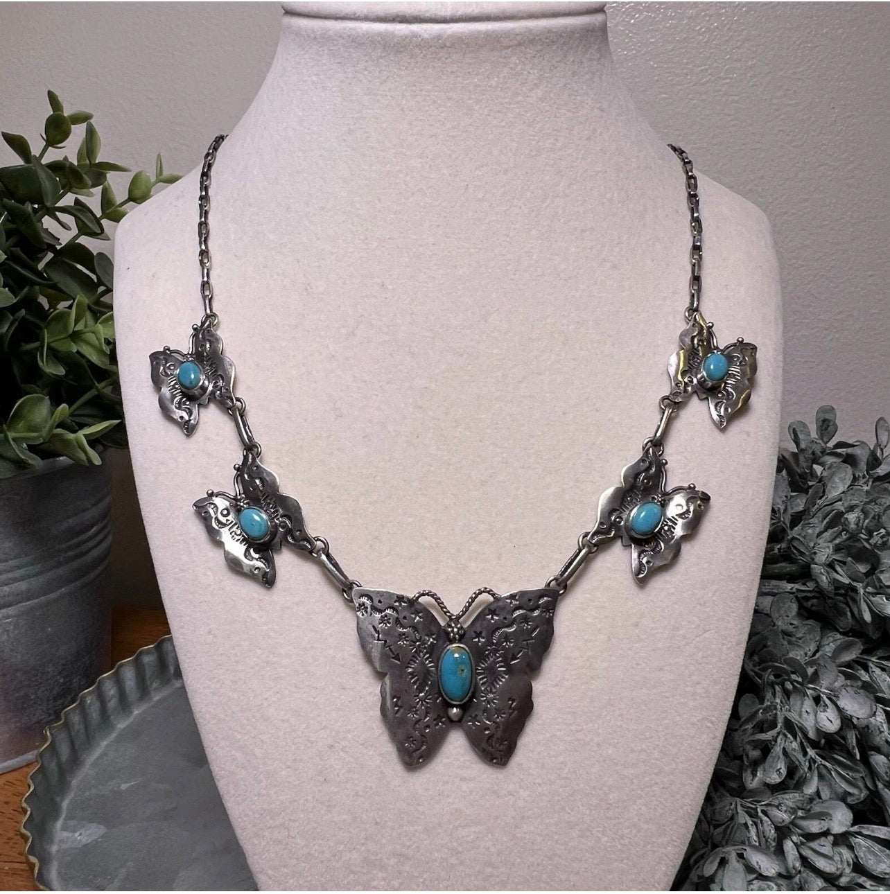Kingman Turquoise Butterfly Station Necklace