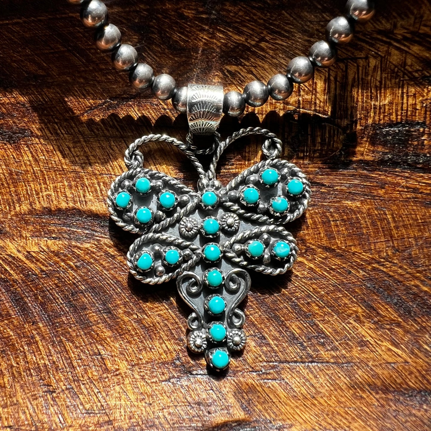 Kingman Turquoise Dragonfly Pendant in Sterling Silver