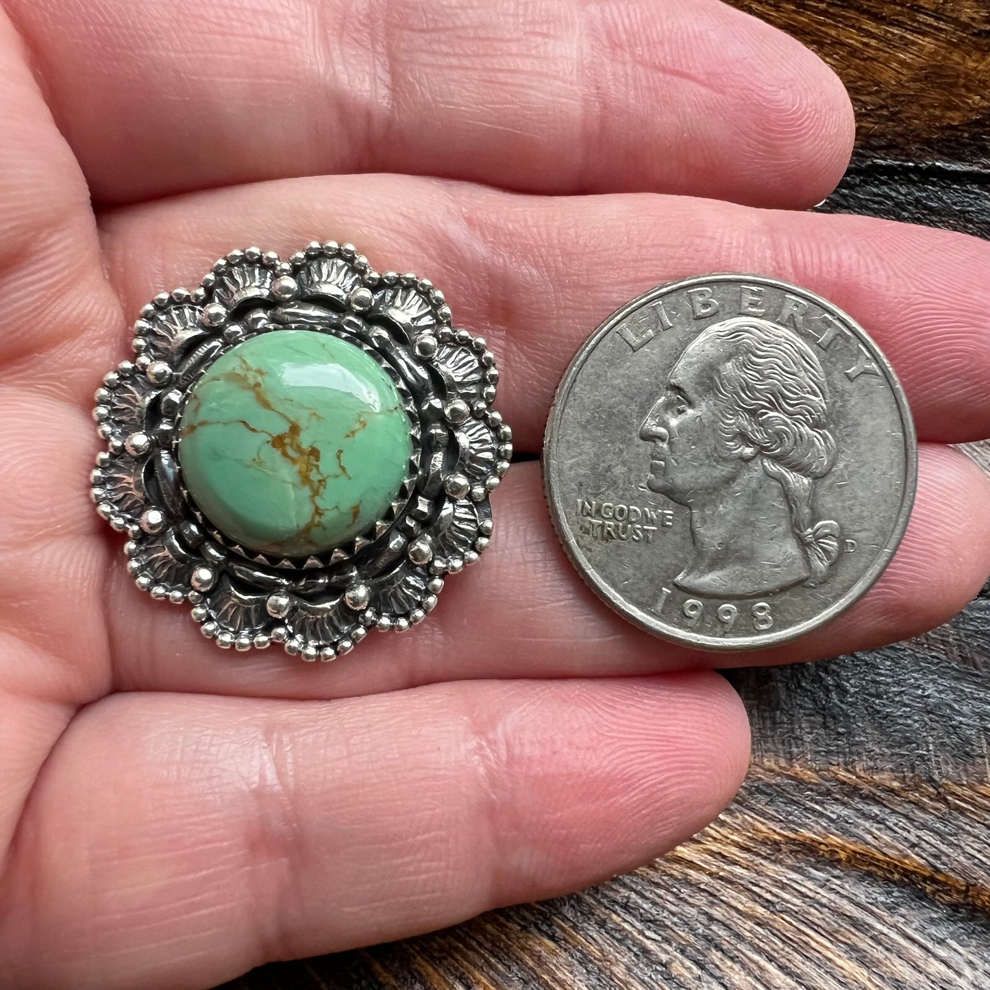 Sterling Kingman Turquoise Statement Ring Size 9  Southwestern