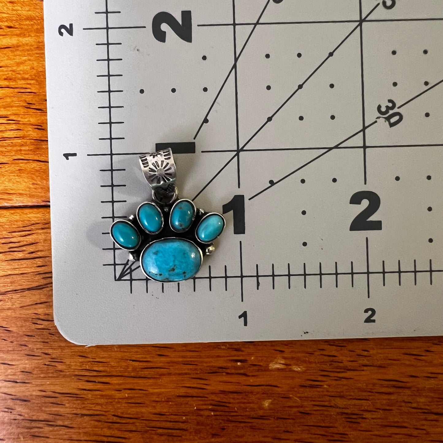 Kingman Turquoise Paw Pendant Sterling Silver Handmade Southwestern