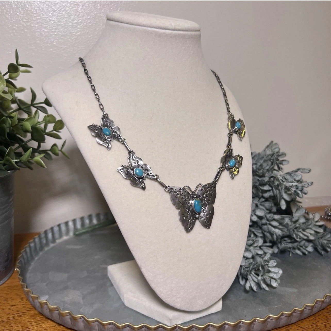 Kingman Turquoise Butterfly Station Necklace