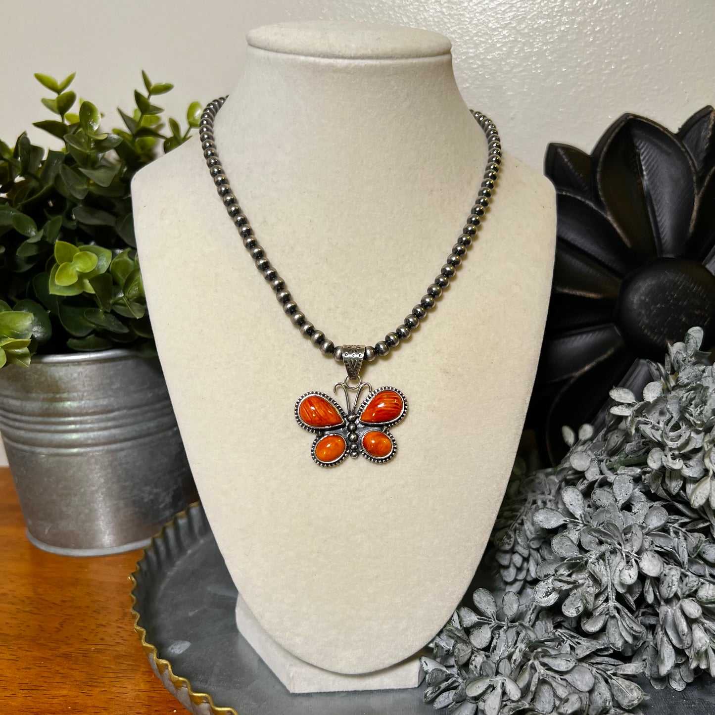 Spiny Oyster Butterfly Pendant – Sterling Silver Southwestern Statement