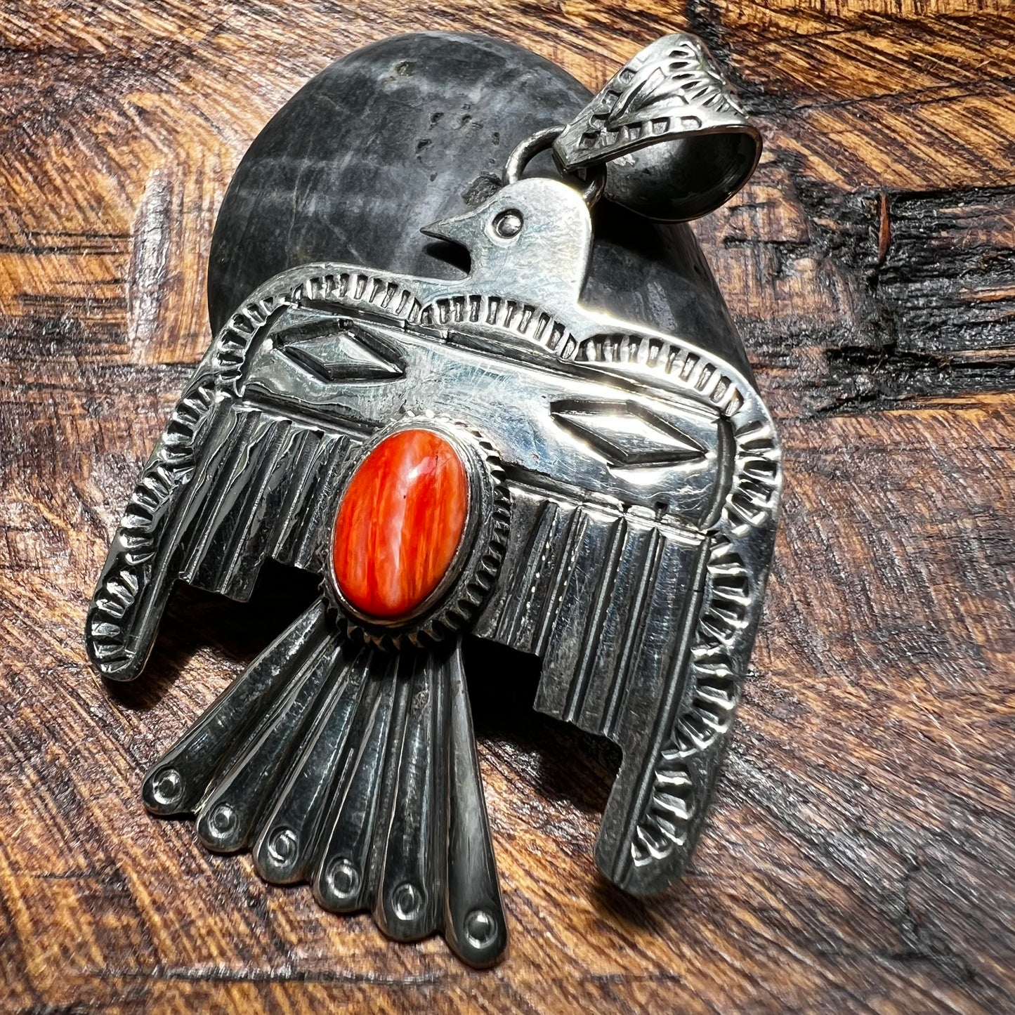 Spiny Oyster Thunderbird Sterling Silver Pendant