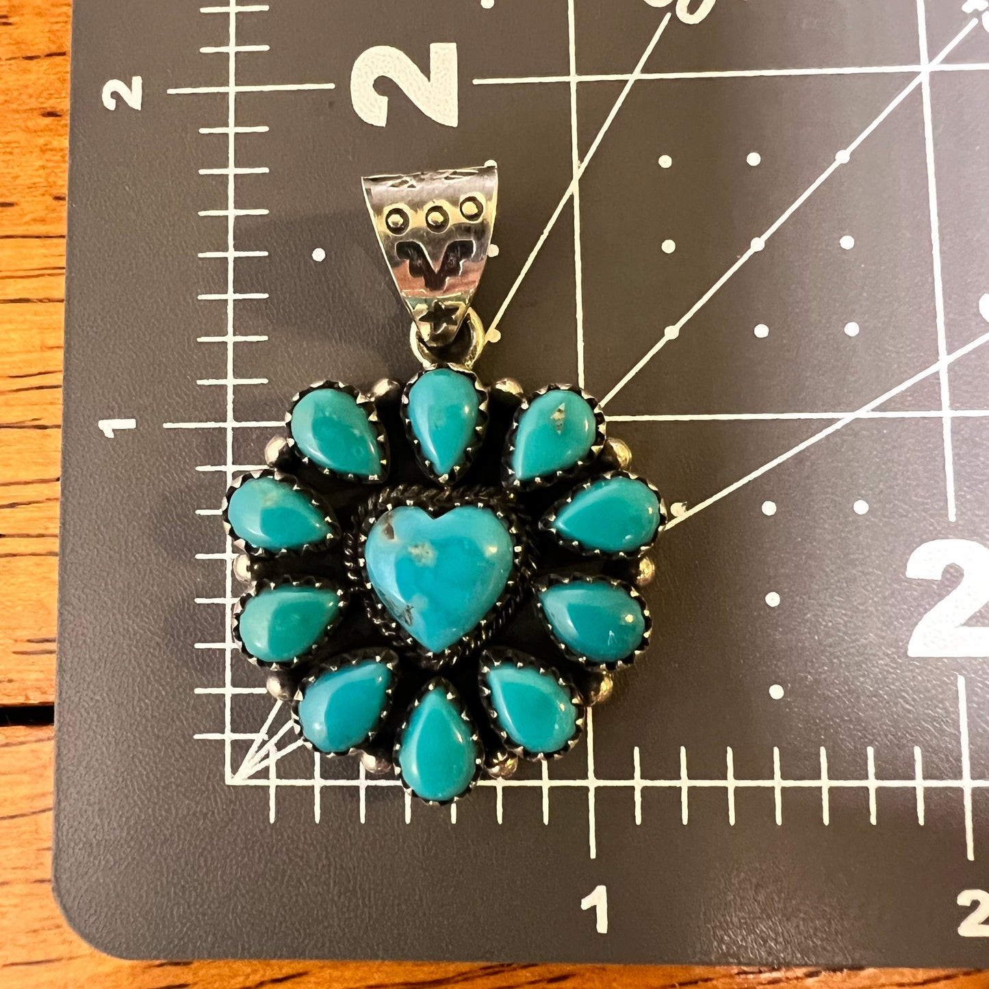 Kingman Turquoise Heart Cluster Pendant | Sterling Silver Statement