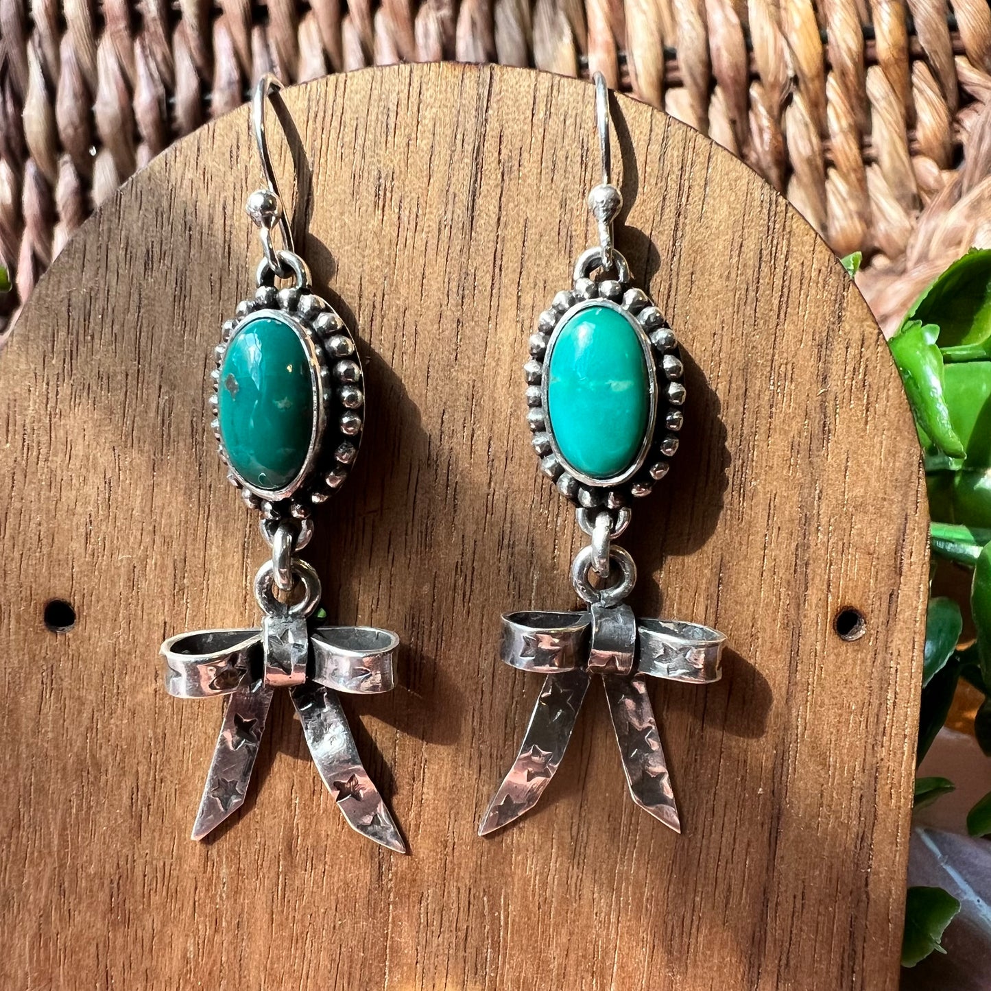 Kingman Turquoise Bow Dangle Earrings