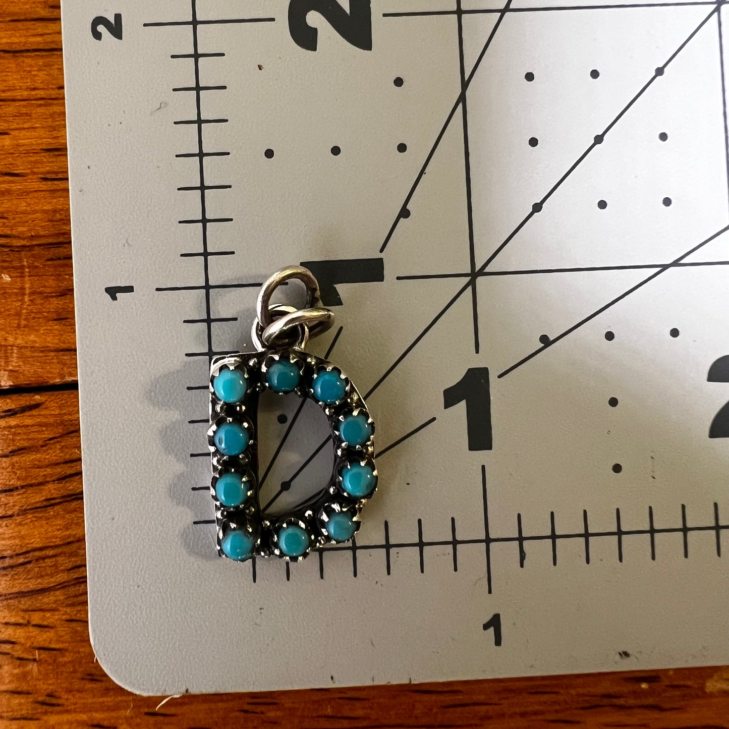 Kingman Turquoise Initial D Pendant Sterling Silver 925 Letter Charm
