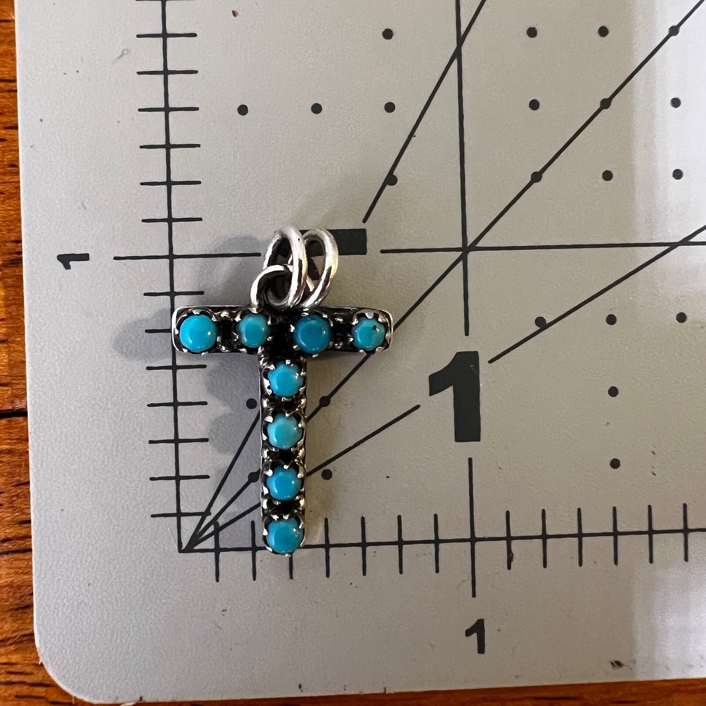 Kingman Turquoise Initial T Sterling Silver Pendant
