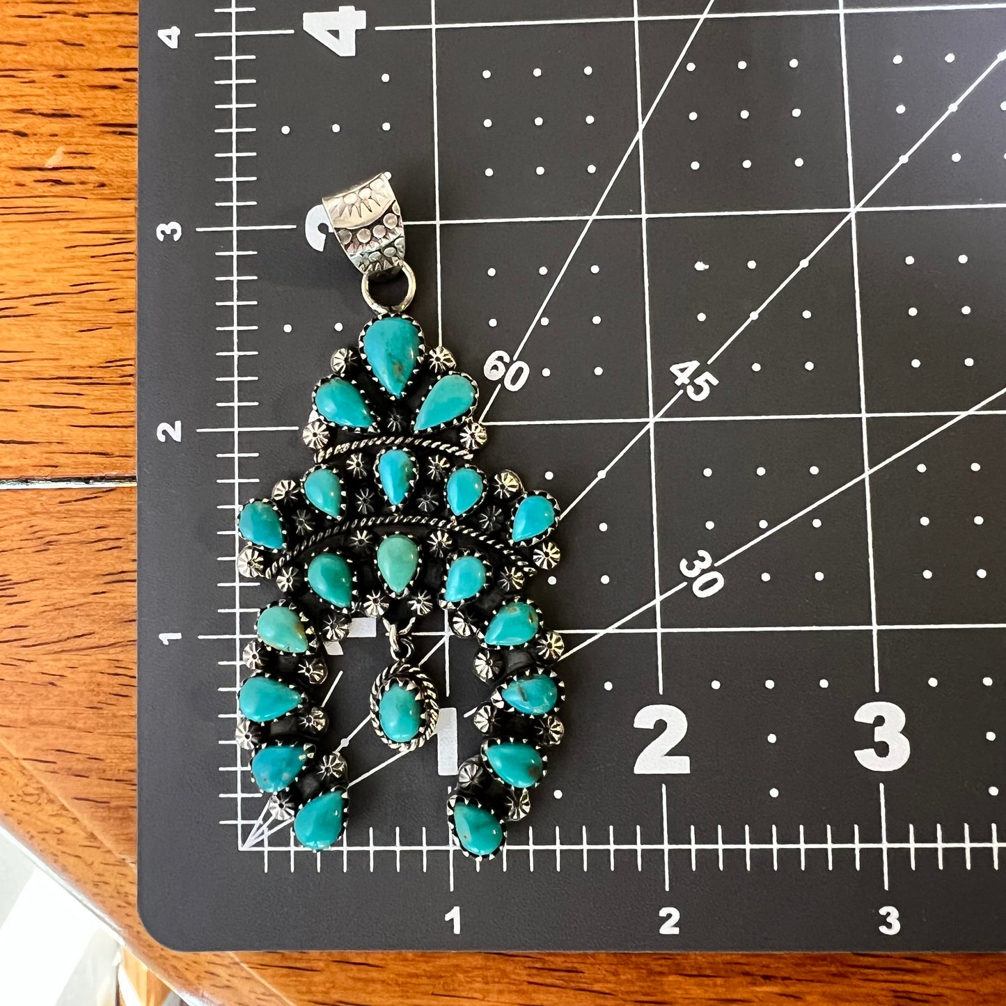 Kingman Turquoise Naja Pendant | Sterling Silver Cluster Statement