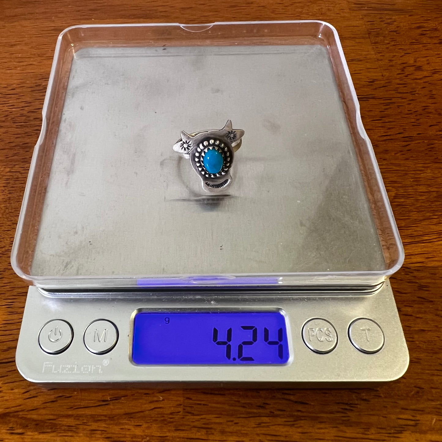 Sterling Silver Kingman Turquoise Cow Ring Adjustable