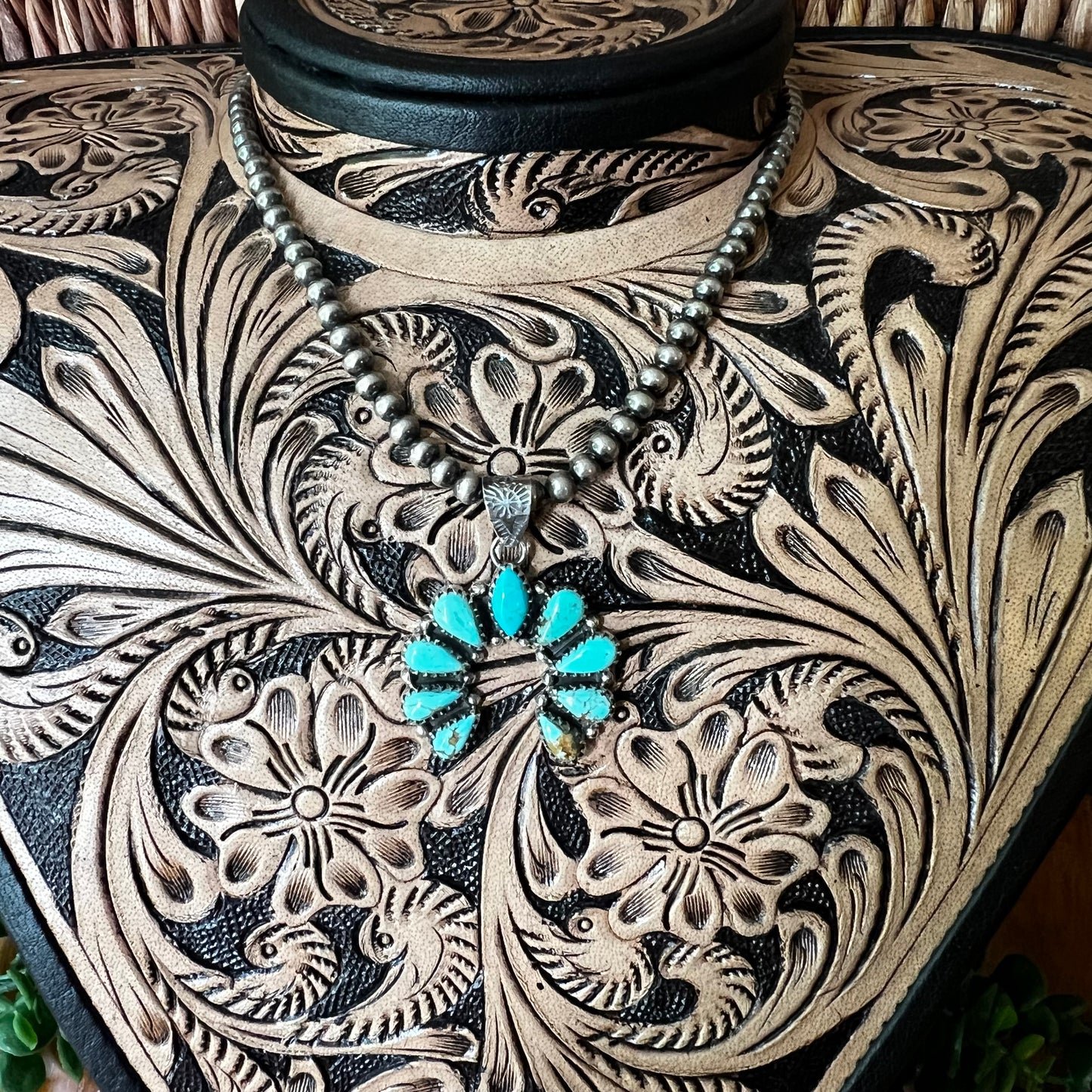 Sterling Silver Turquoise Cluster Naja Pendant