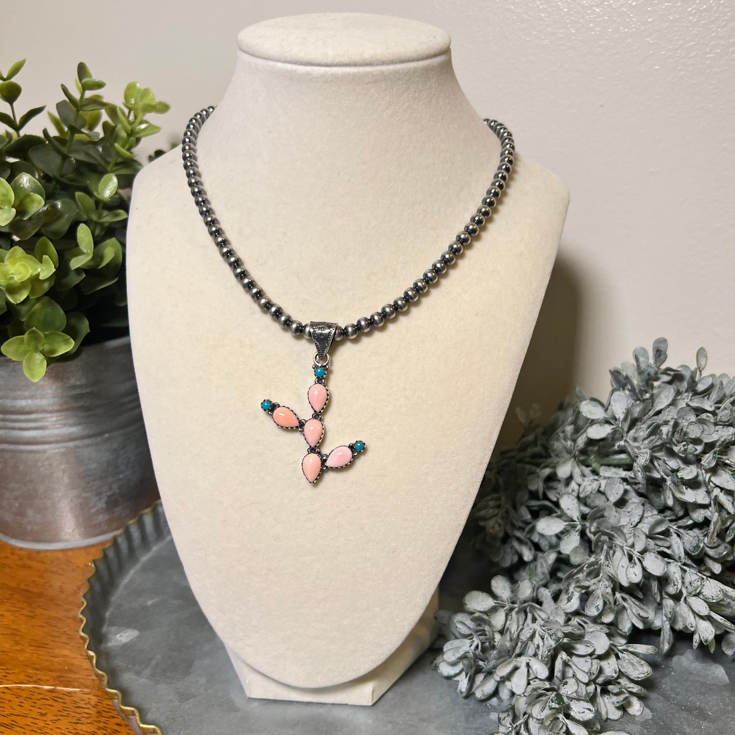 Blush Desert Bloom Cactus Pendant