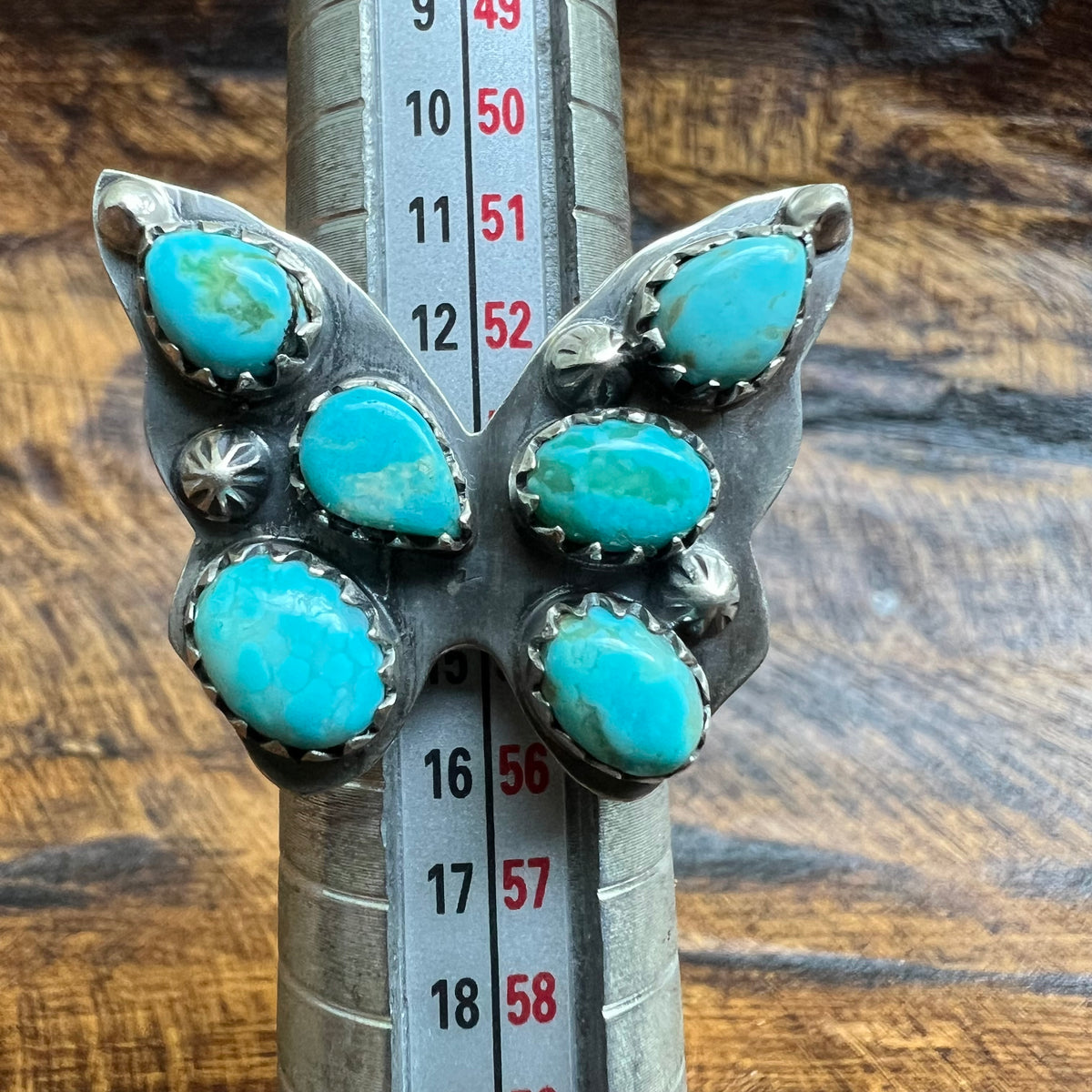 Sterling Silver Sonoran Gold Turquoise Butterfly Cluster Ring Size 6.5