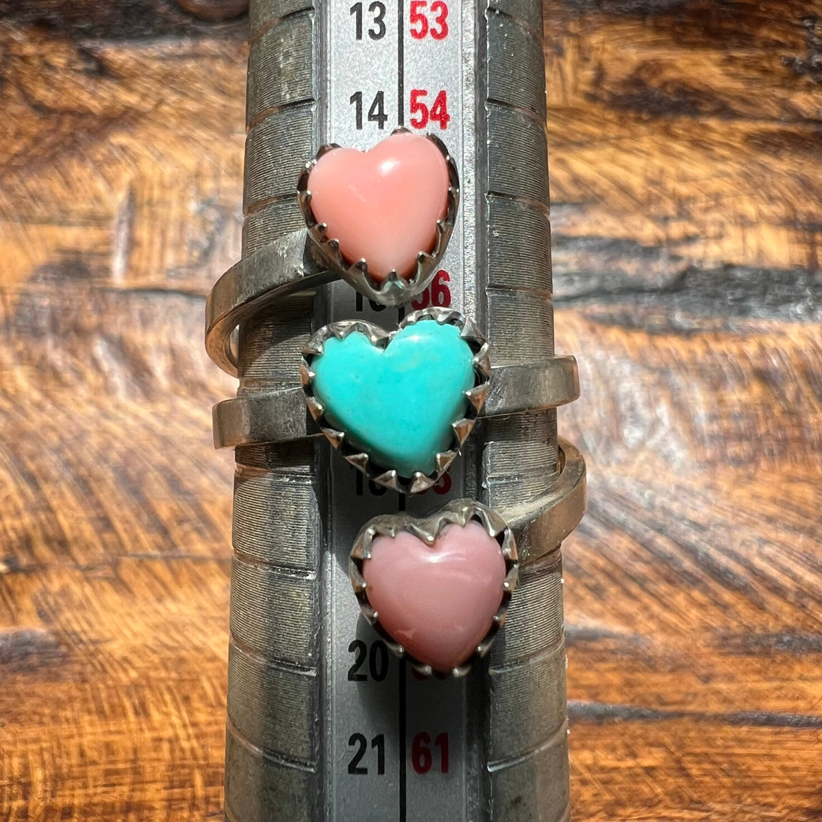 Sterling Silver Kingman Turquoise & Queen Conch Heart Wrap Ring