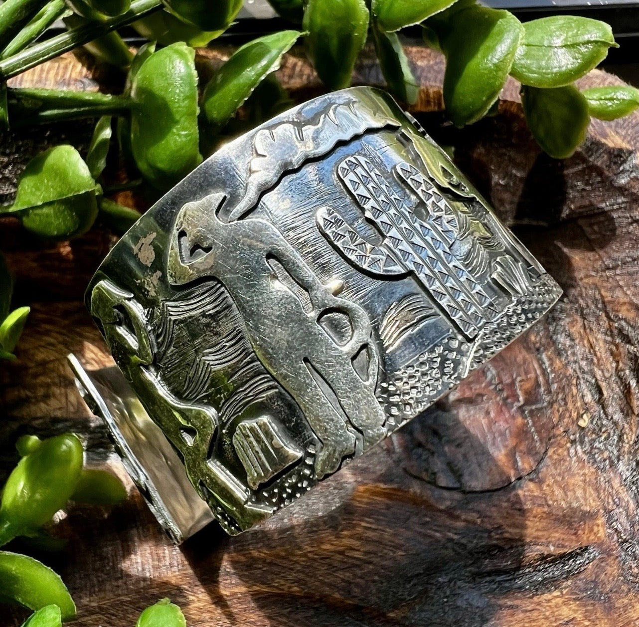 Sterling Silver Western Storyteller Cuff Bracelet | Handcrafted Collector Piece