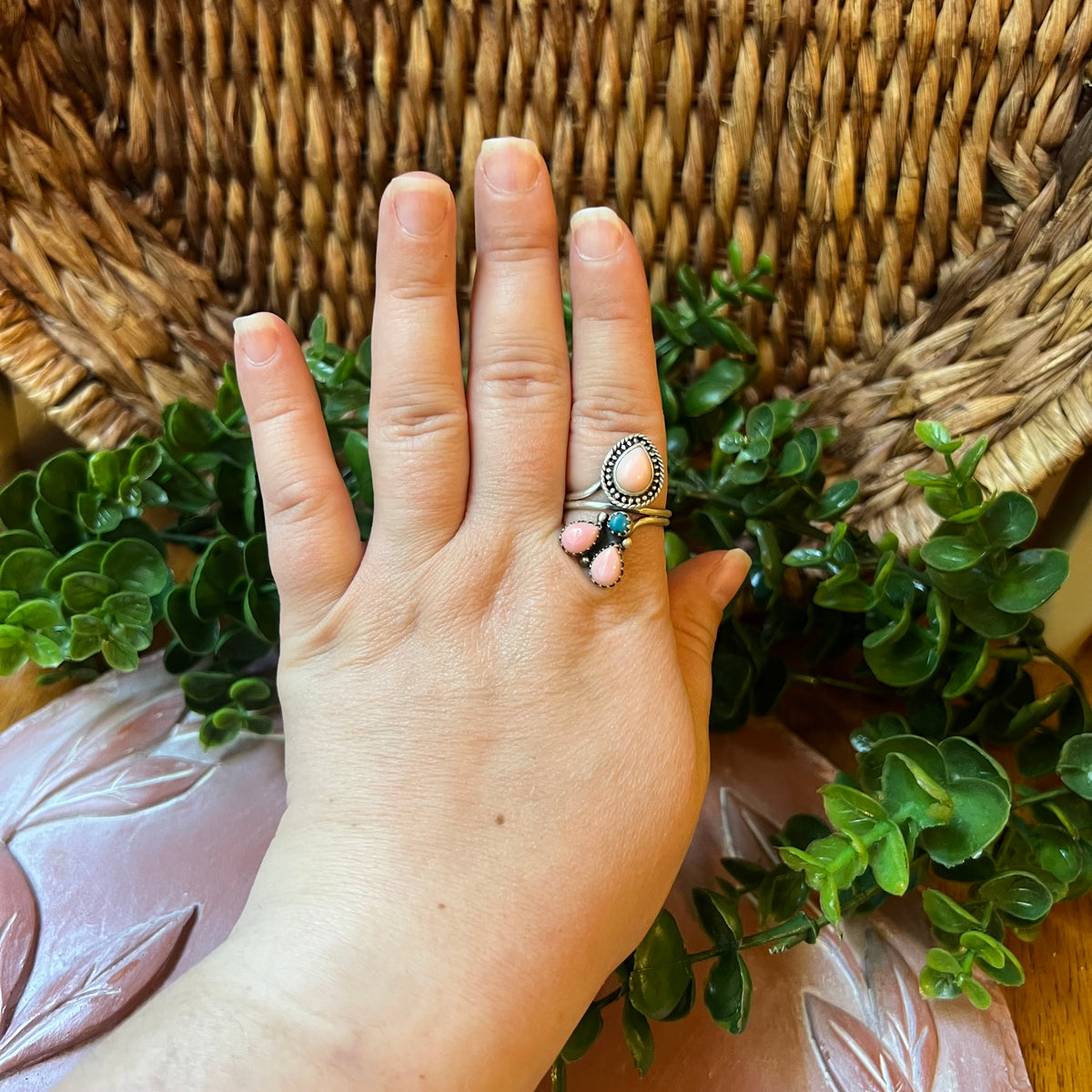 Sterling Silver Queen Conch & Turquoise Statement Ring – Size 10
