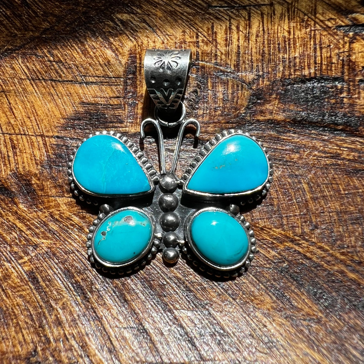 Sterling Silver Kingman Turquoise Butterfly Pendant