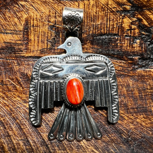 Spiny Oyster Thunderbird Sterling Silver Pendant