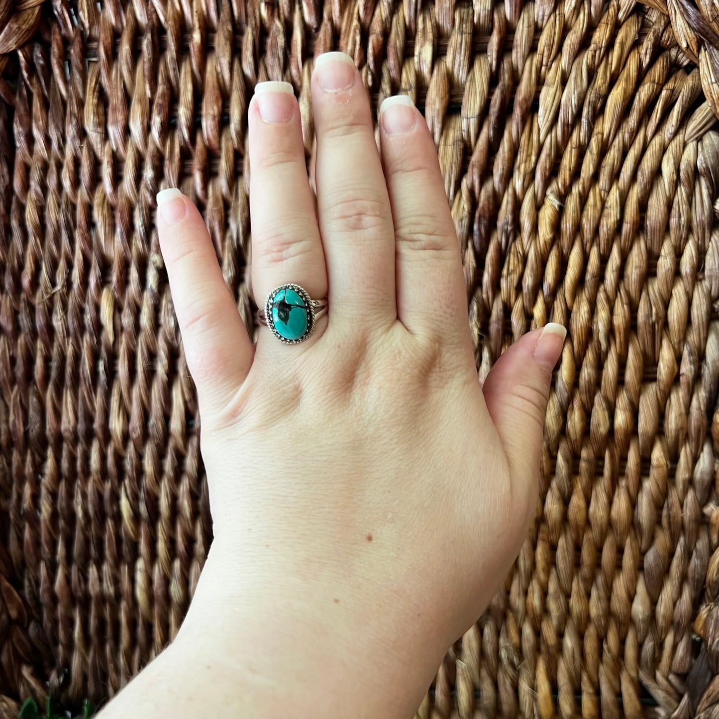 Sterling Silver Kingman Turquoise Ring Size 8