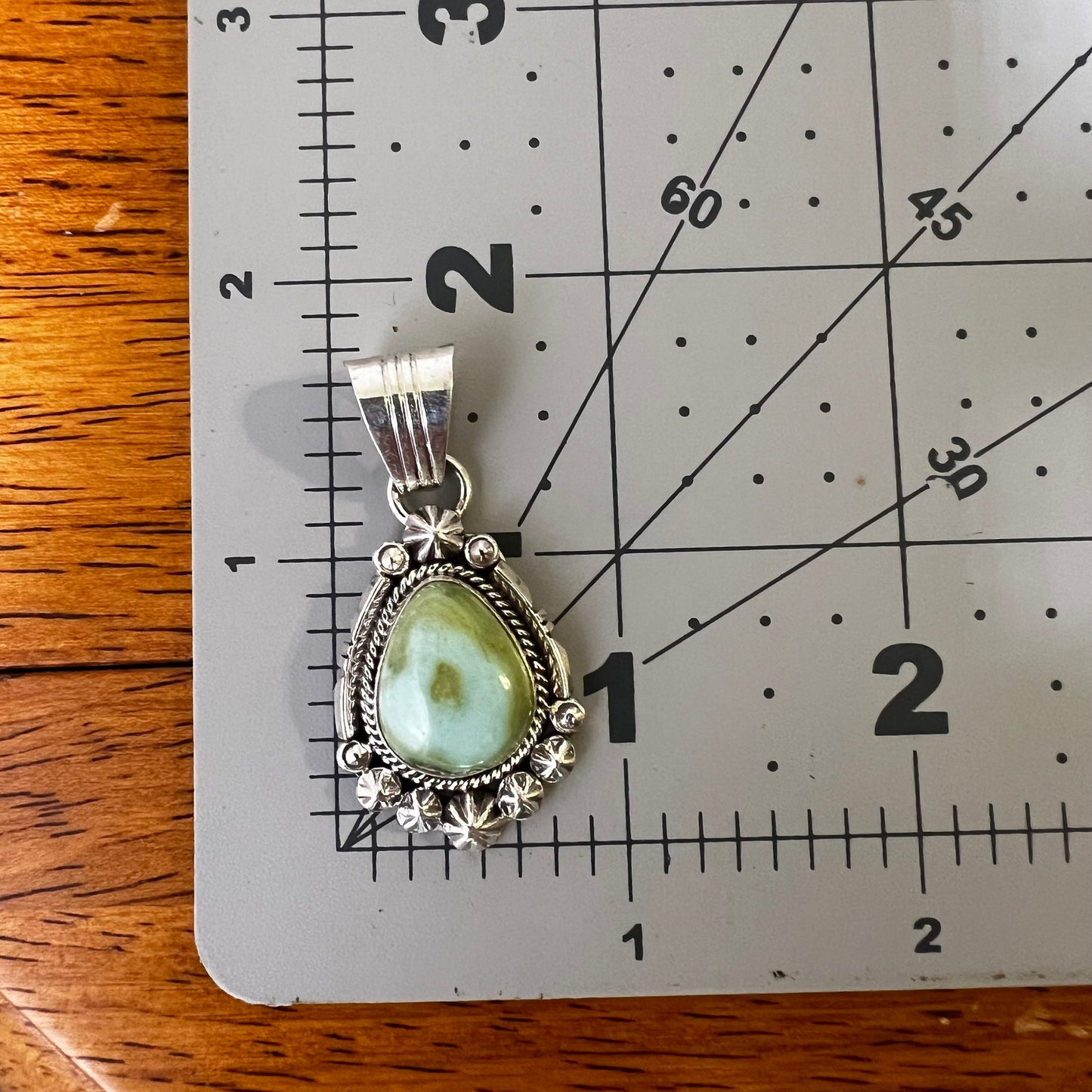 Native American Sonoran Gold Turquoise Sterling Silver Pendant by Marita Benally