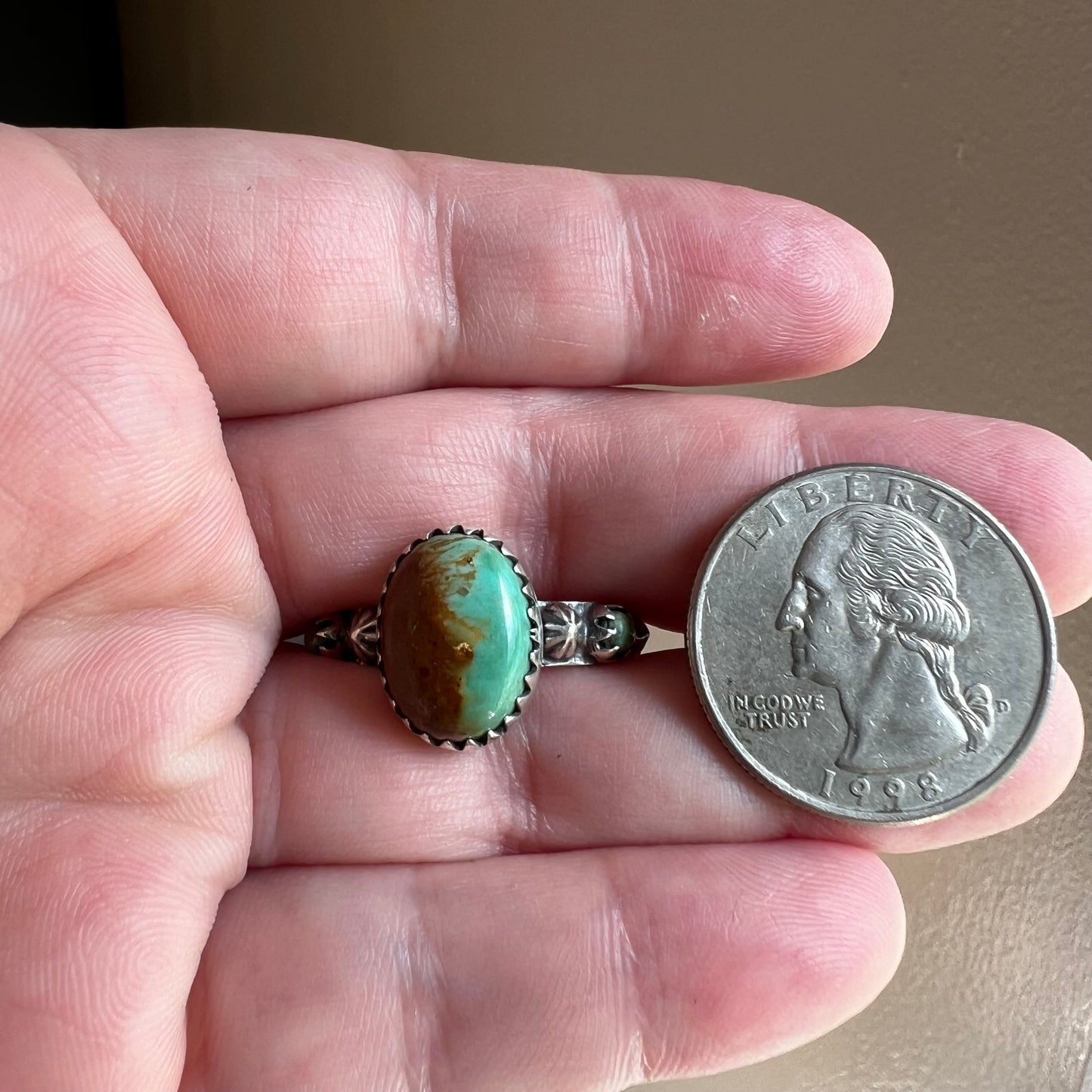 Sterling Silver & Kingman Turquoise Ring | Infinity Band | Size 10.5