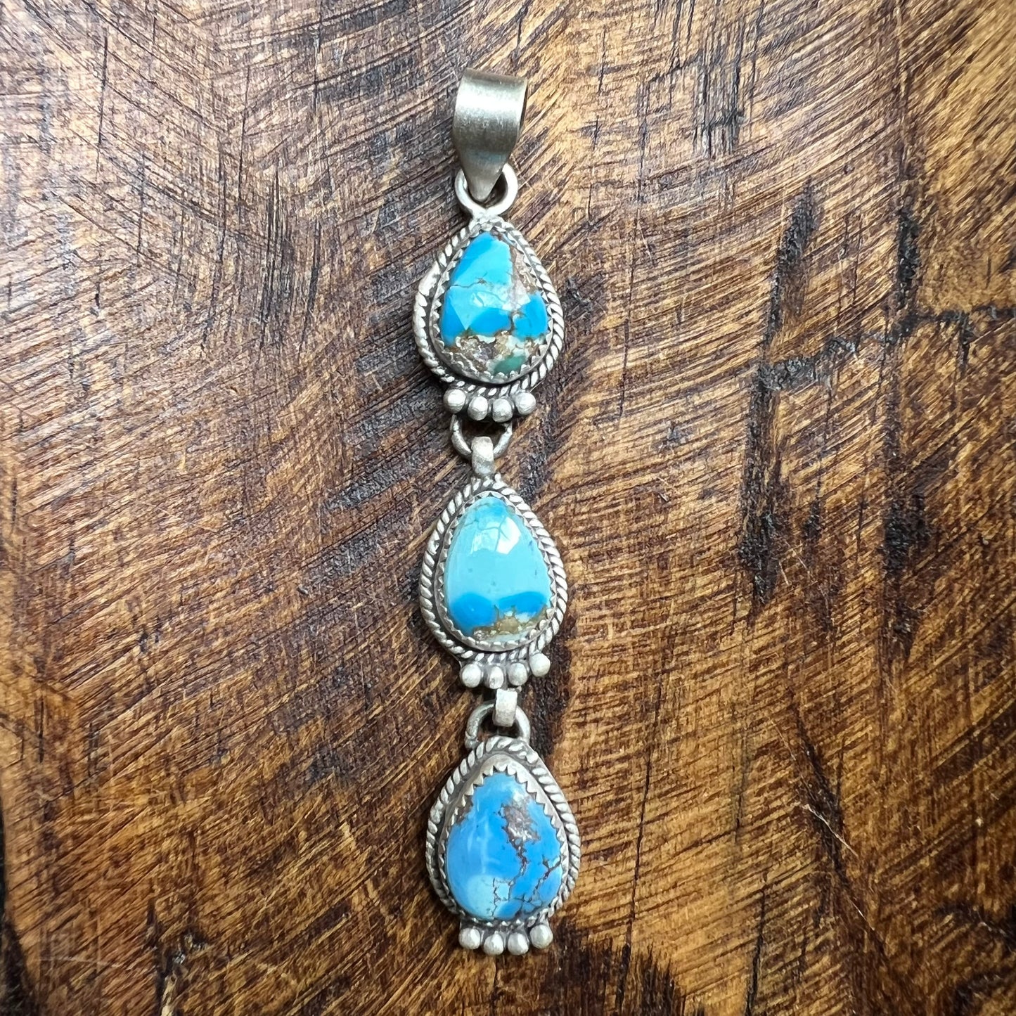 Sterling Silver Golden Hills Turquoise Triple Drop Pendant