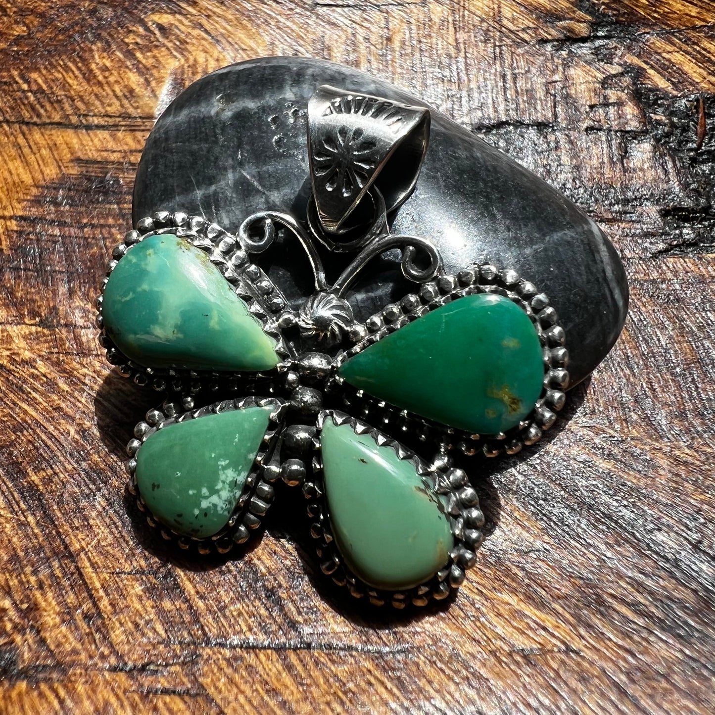 Kingman Turquoise Butterfly Pendant – Sterling Silver