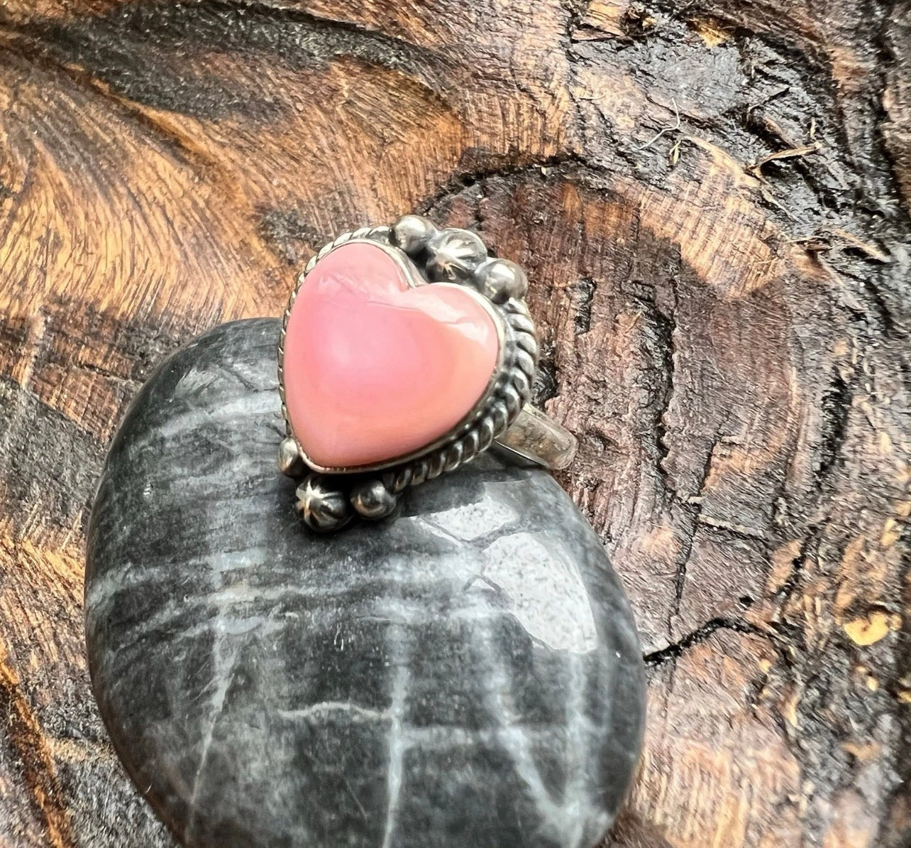 Queen Conch Heart Sterling Silver Ring — Size 7
