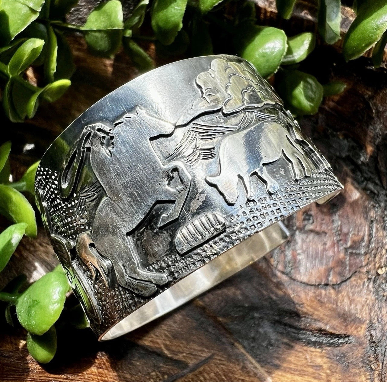 Sterling Silver Western Storyteller Cuff Bracelet | Handcrafted Collector Piece
