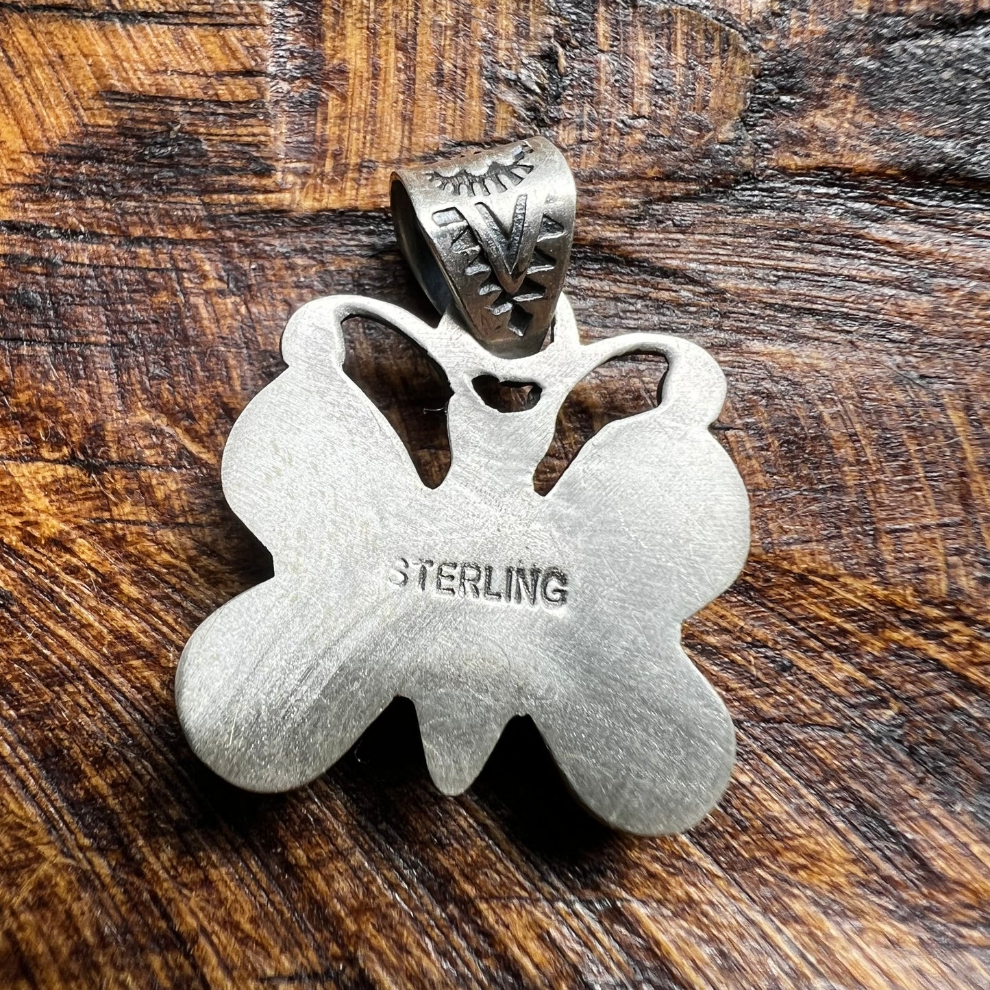 Sterling Silver Ribbon Turquoise Butterfly Pendant