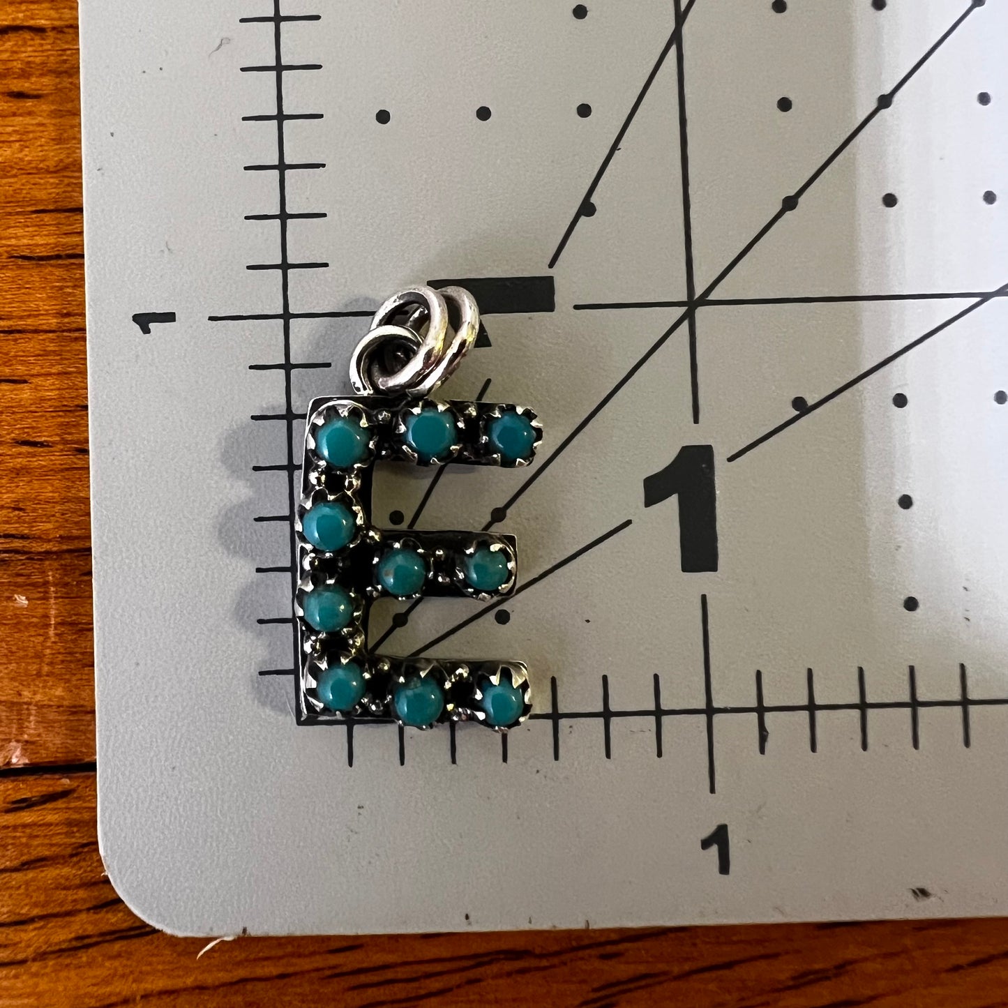 Kingman Turquoise Initial E Sterling Silver Pendant