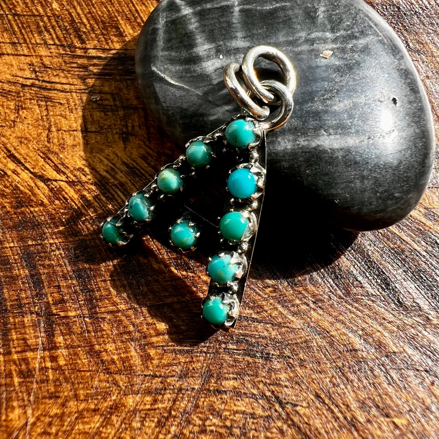 Kingman Turquoise Initial “A” Sterling Silver Pendant