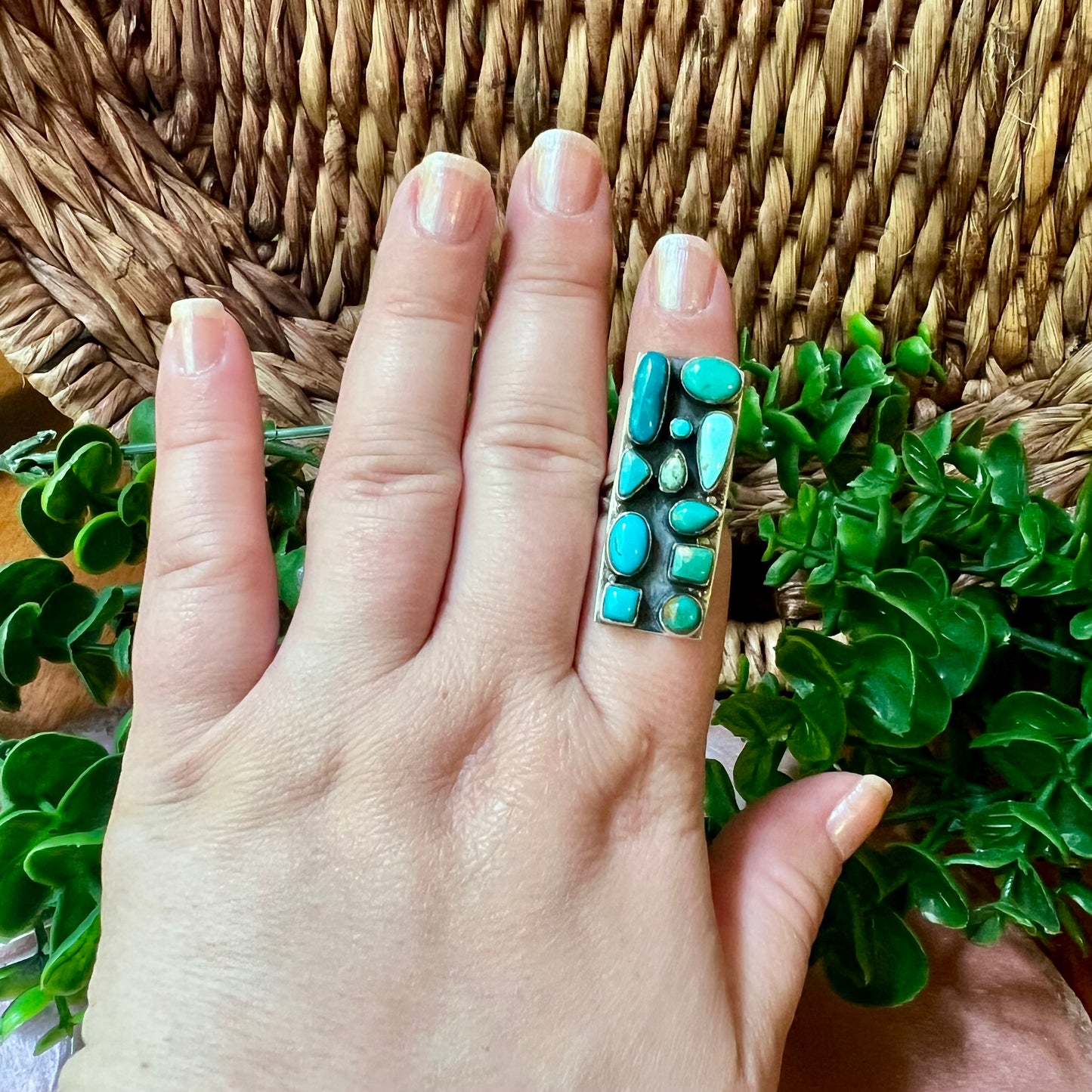 Kingman Turquoise Cluster Statement Ring | Sterling Silver Size 7