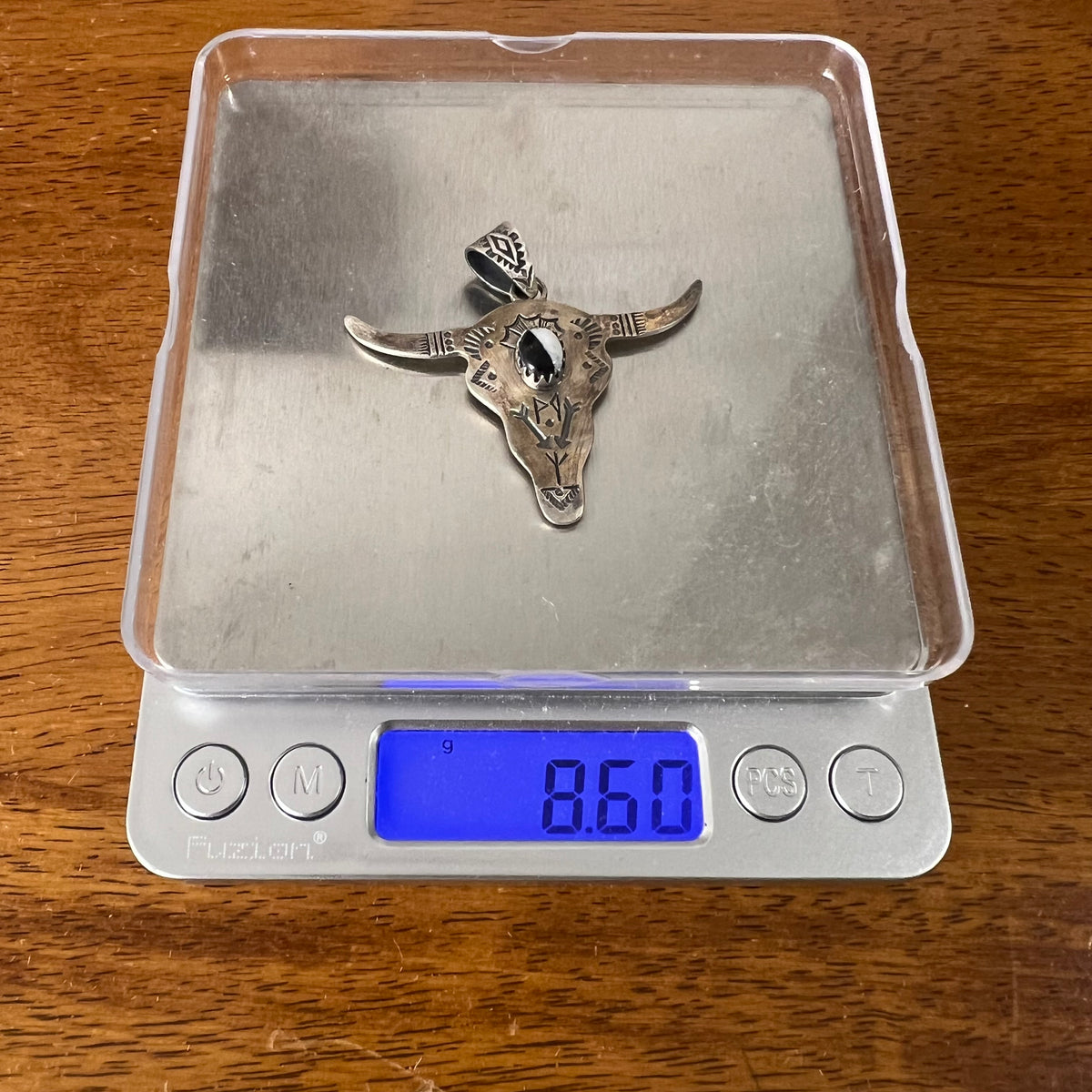 Sterling Silver Steer Head Pendant – Sonoran Gold or White Buffalo