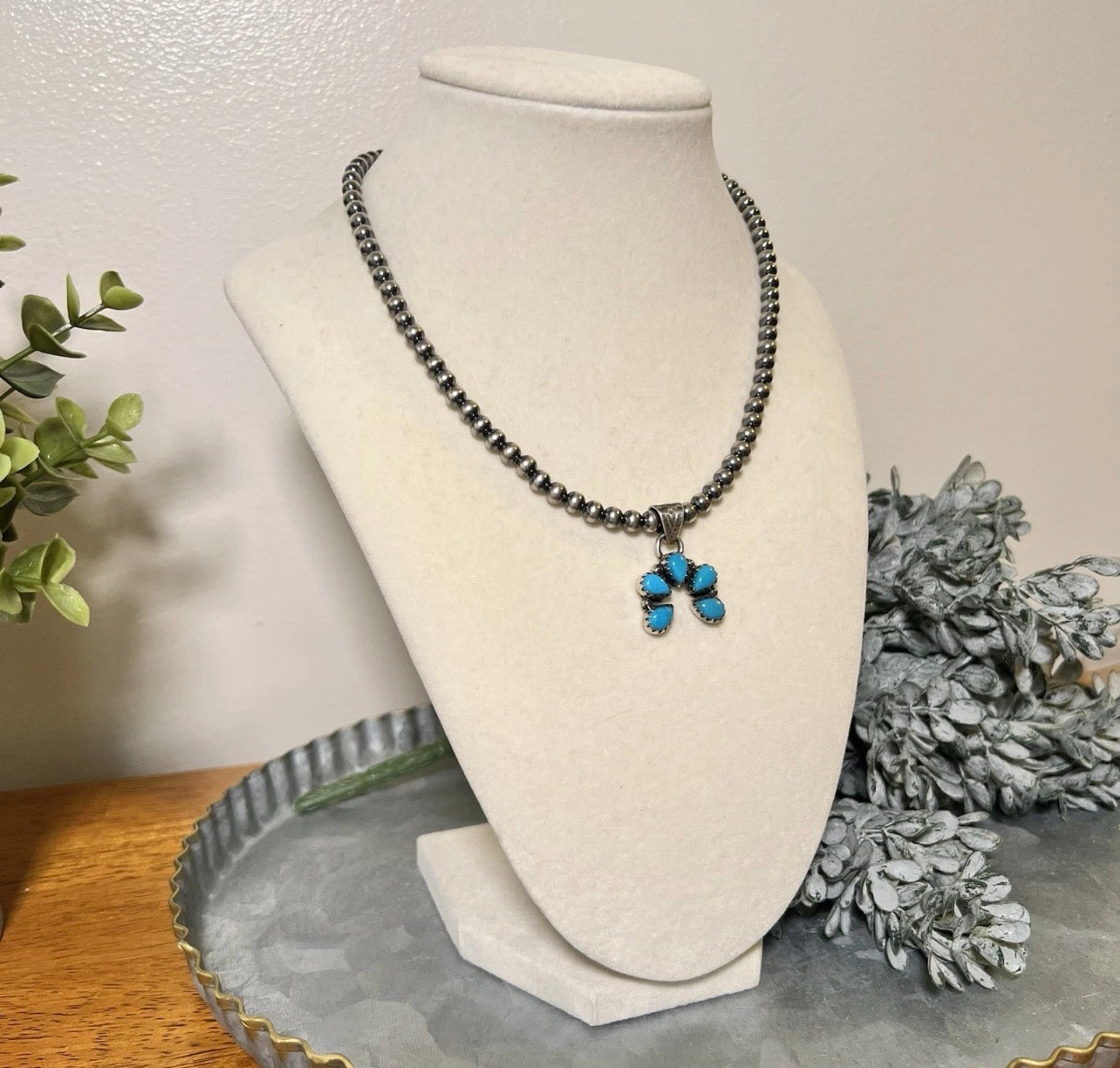 Kingman Turquoise Mini Naja Pendant | Sterling Silver
